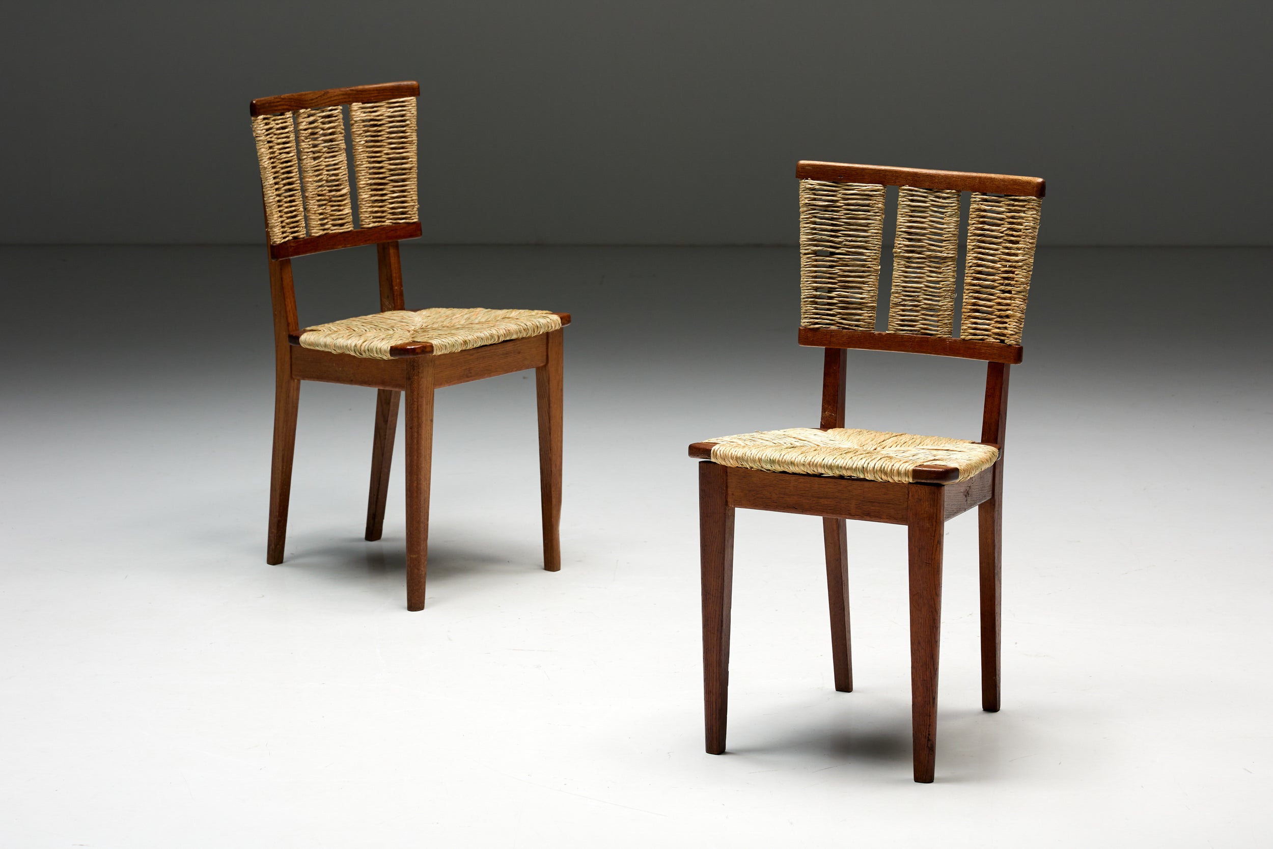 Mart Stam "A2-1" Dining Chairs in Oak and Wicker, 1940s