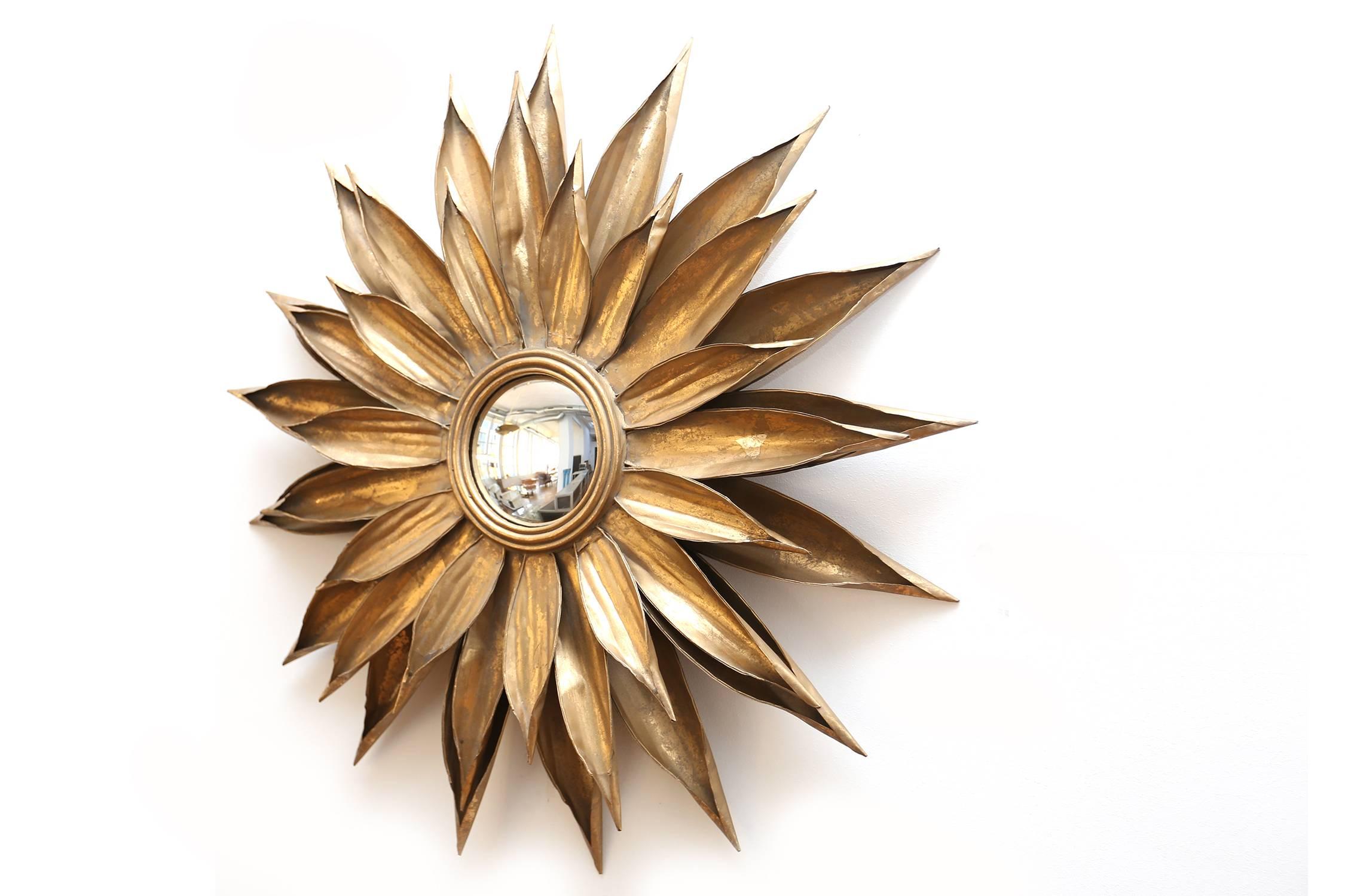 Mid-Century Modern Brass sunburst mirror