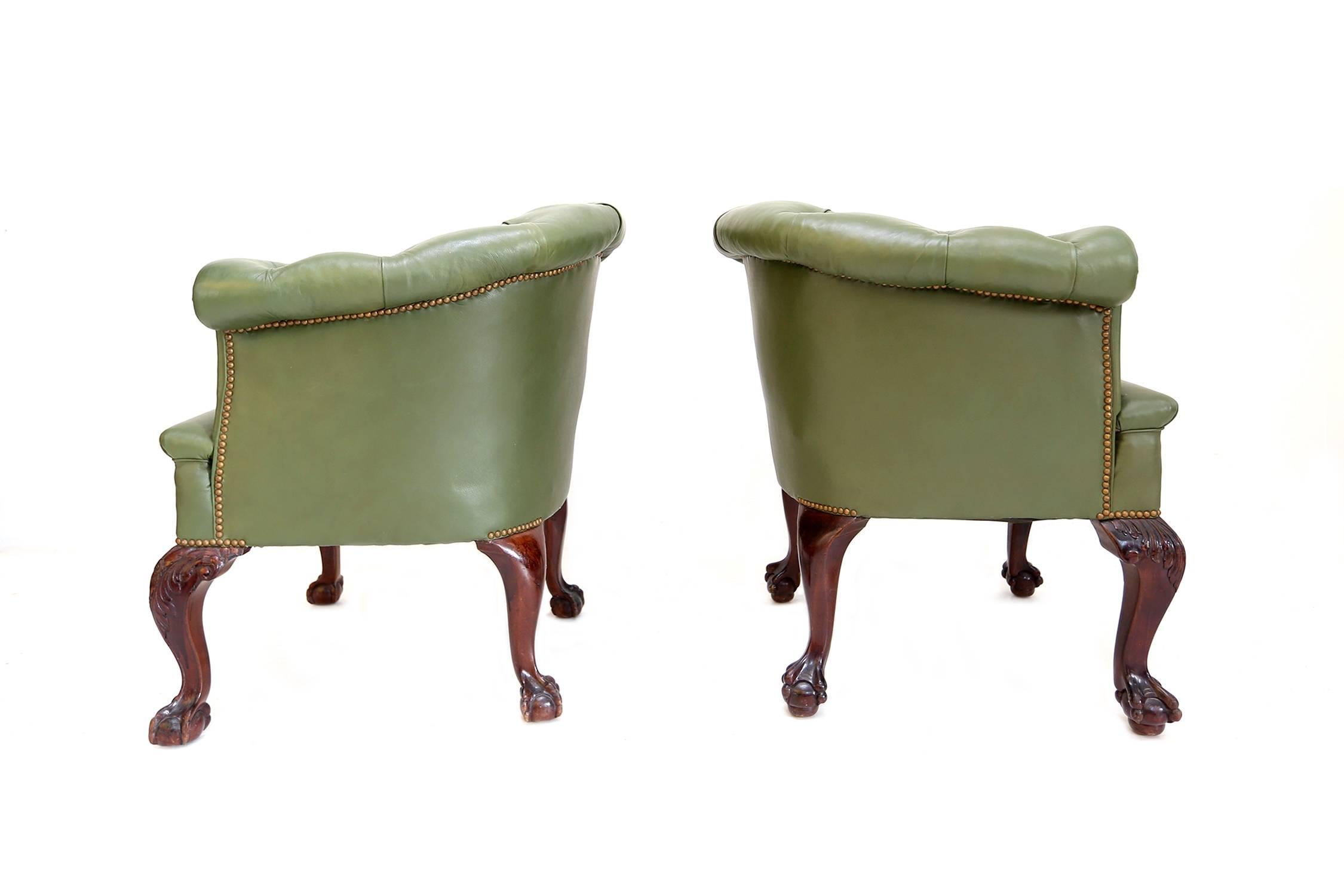 Mid-20th Century Pair of Chesterfield Club Chairs