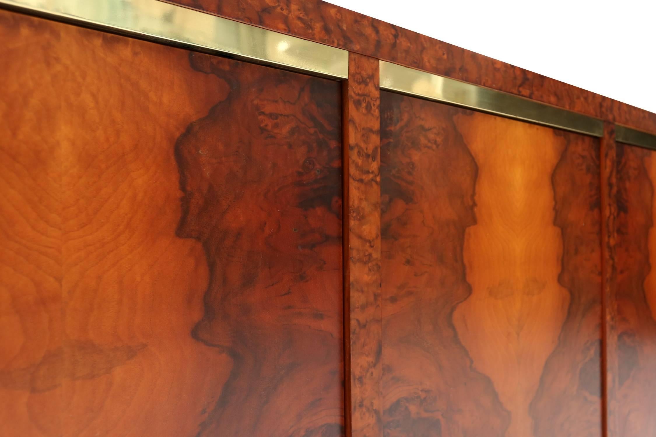 French Burl and Brass Credenza