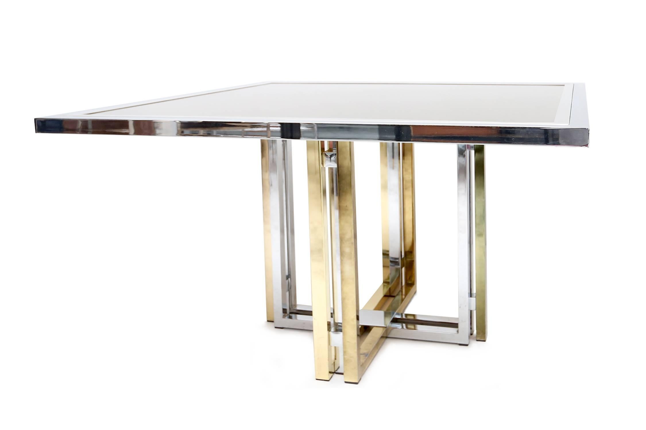 1970s Dining Table | Brass | Chrome
Bronze mirrored Glass top
Belgochrom | attr to Maison Jansen
130 cm x 130 cm x 74 cm
