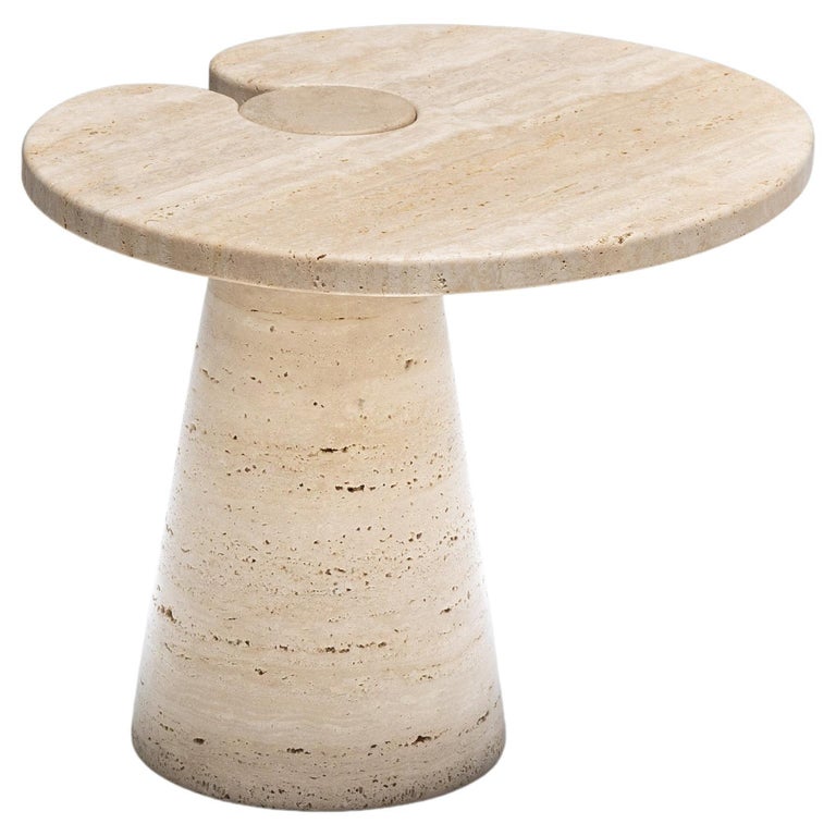 Angelo Mangiarotti Travertine Side Tables, 1970s