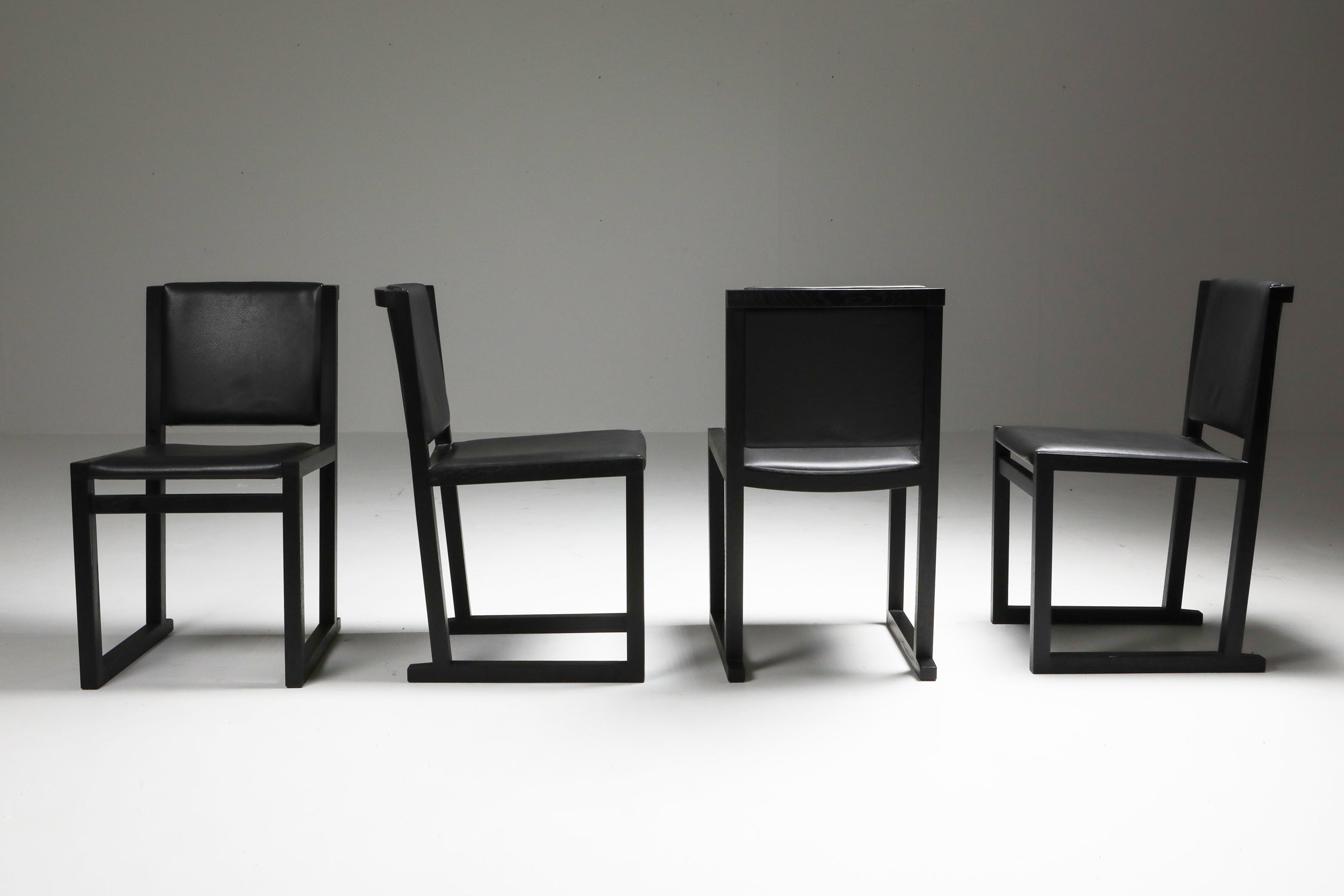 Chaises de salle à manger en chêne ébénisé d'Antonio Citterio pour Maxalto, années 2000