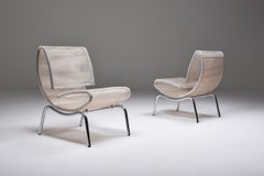 Post-Modern Pair of Easy Chairs in Chrome & Plastic Wire, 1960s