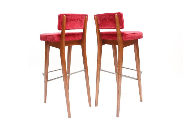RED VELVET Stools at 1stDibs