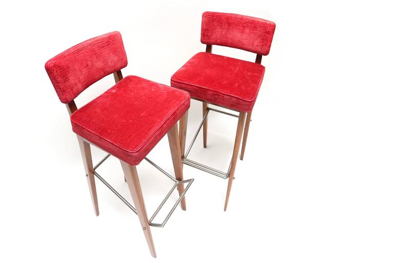 RED VELVET Stools at 1stDibs