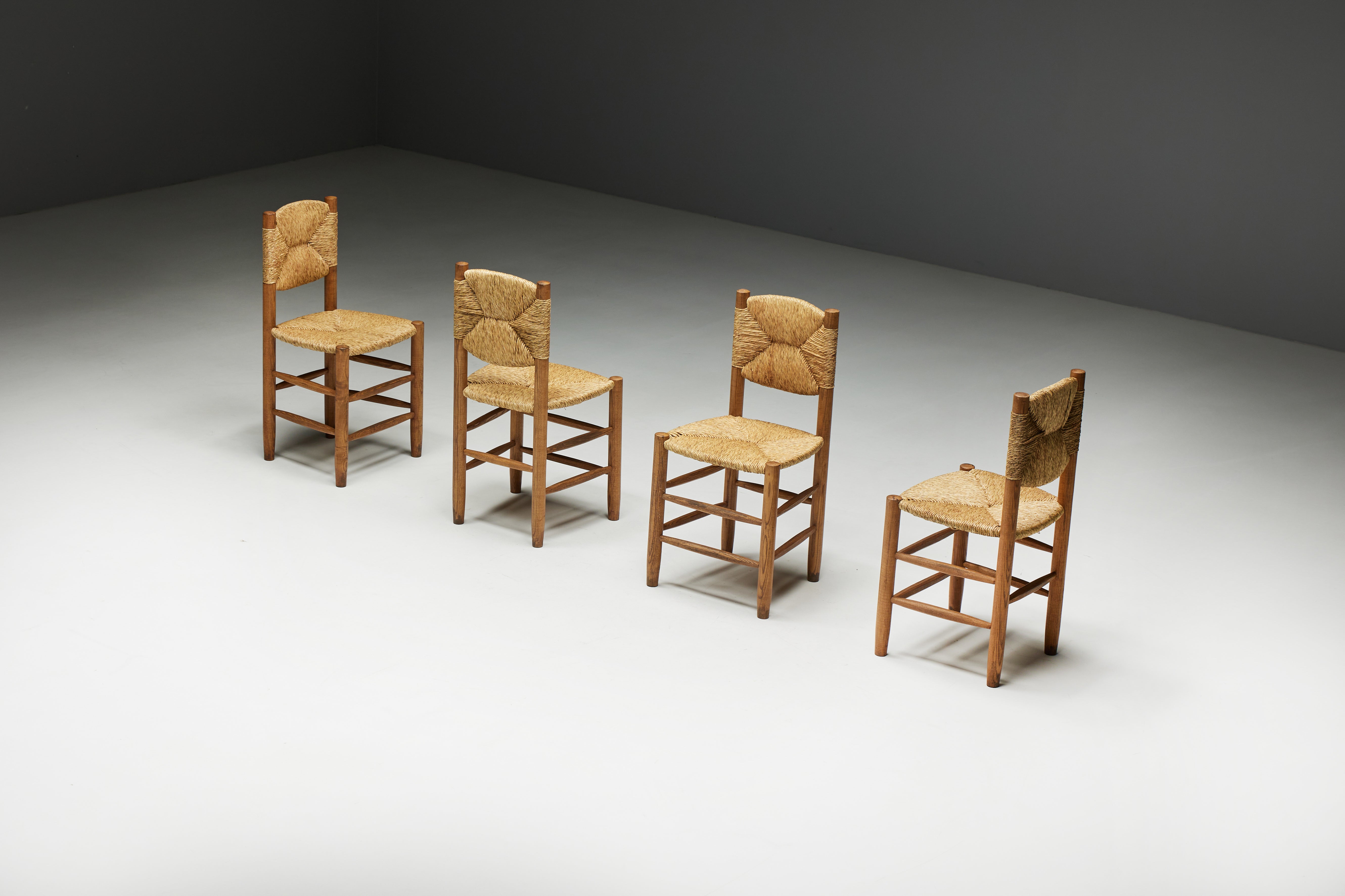 "Bauche" Dining Chairs by Charlotte Perriand for Steph Simon, France, 1950s For Sale