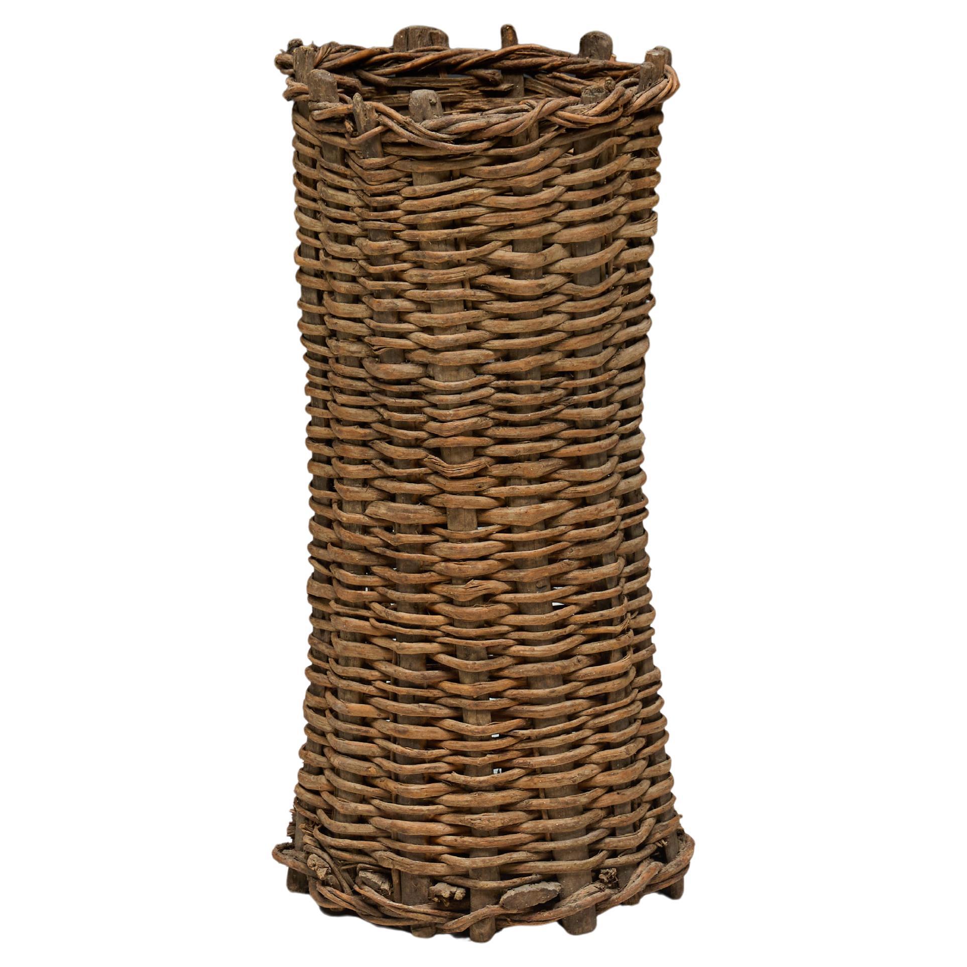 Cesti rurali intrecciati a mano, Francia, XIX secolo