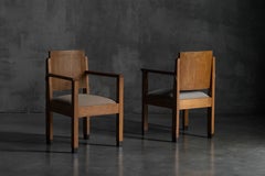Poltrone in rovere in stile Art Déco della Scuola di Amsterdam, Paesi Bassi, anni '20