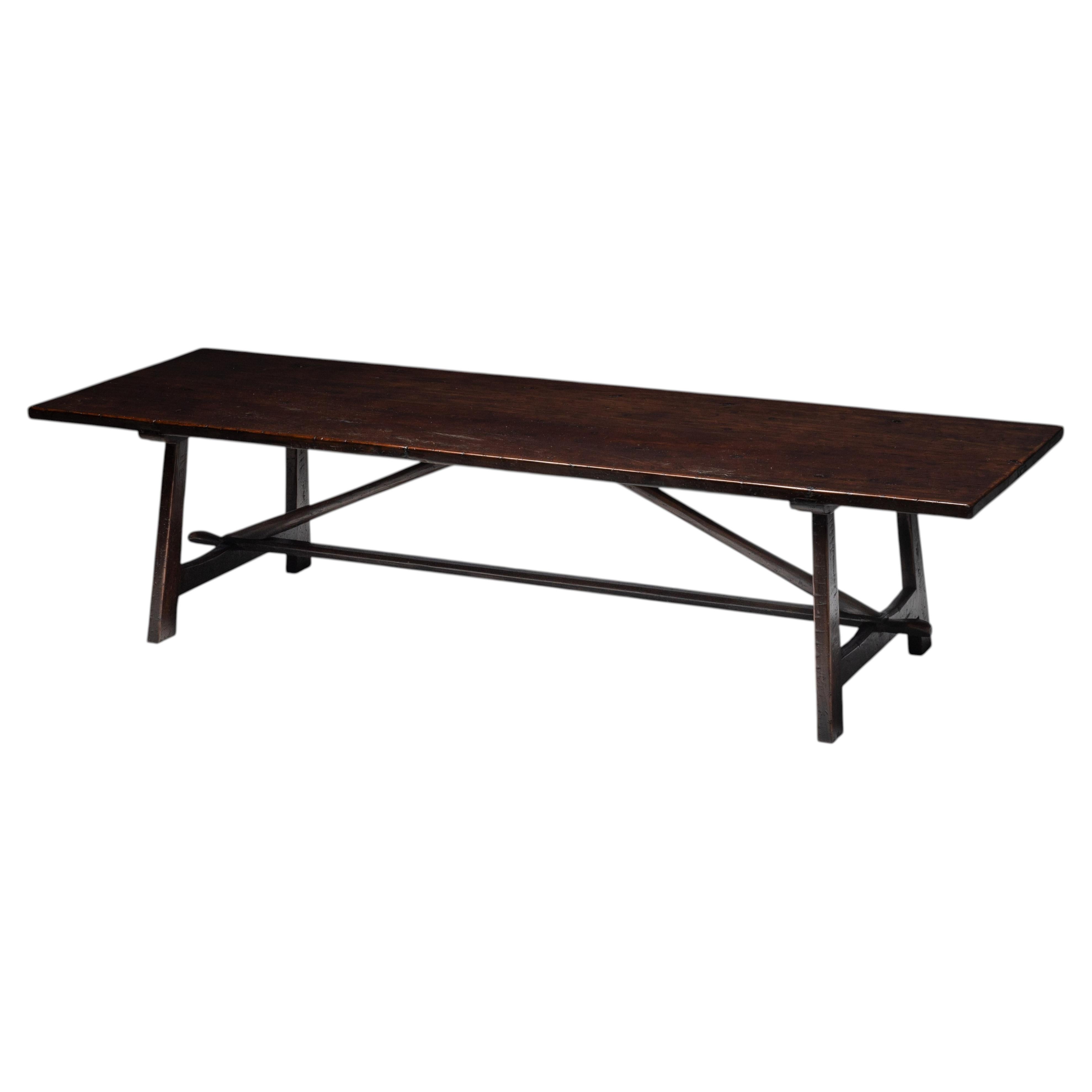 Large English X-Frame Farmhouse Dining Table in Pine and Oak, Early ...
