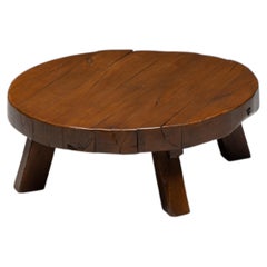 Rustic Vernacular Round Coffee Table, Europe - 19th Century