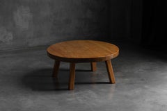 Rustic Vernacular Round Oak Coffee Table, Europe - Mid-20th Century