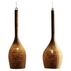 Sculptural Rattan Pendant Lamp, France, 1960s