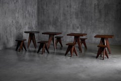 Brutalist Tabouret Stools, France, Mid-20th Century