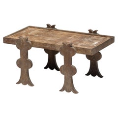 Mesa de centro de estilo folk en roble ceruso, Francia, mediados del siglo XX