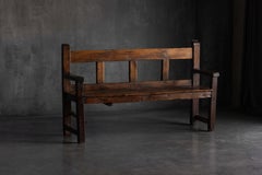 Holzbank im Stil der volkstümlichen Kunst, Europa, 19. Jahrhundert