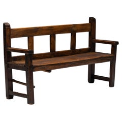 Banco de madera de arte popular vernáculo, Europa, siglo XIX