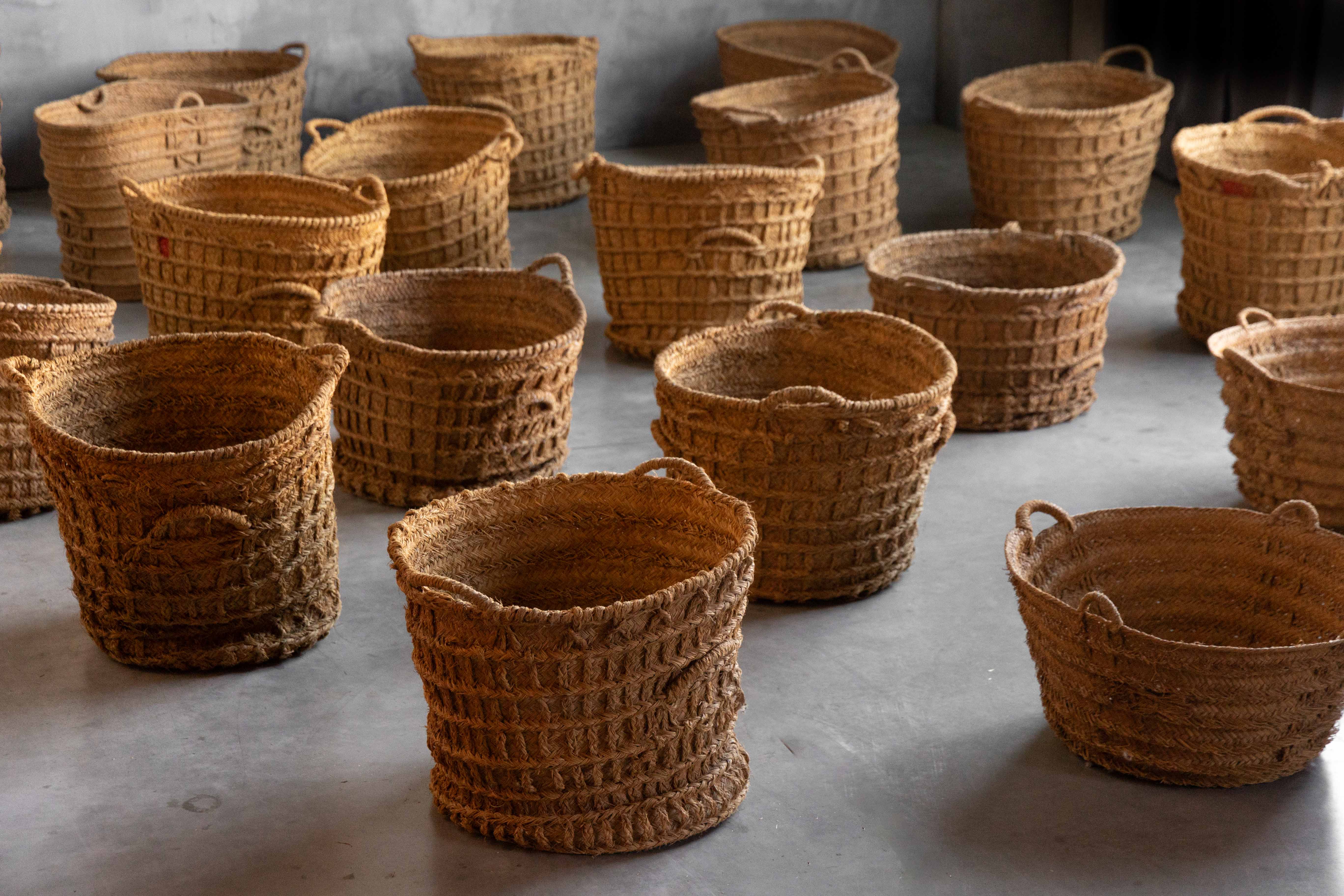 Rustic Handwoven Oversized Baskets, Early 20th Century For Sale at 1stDibs