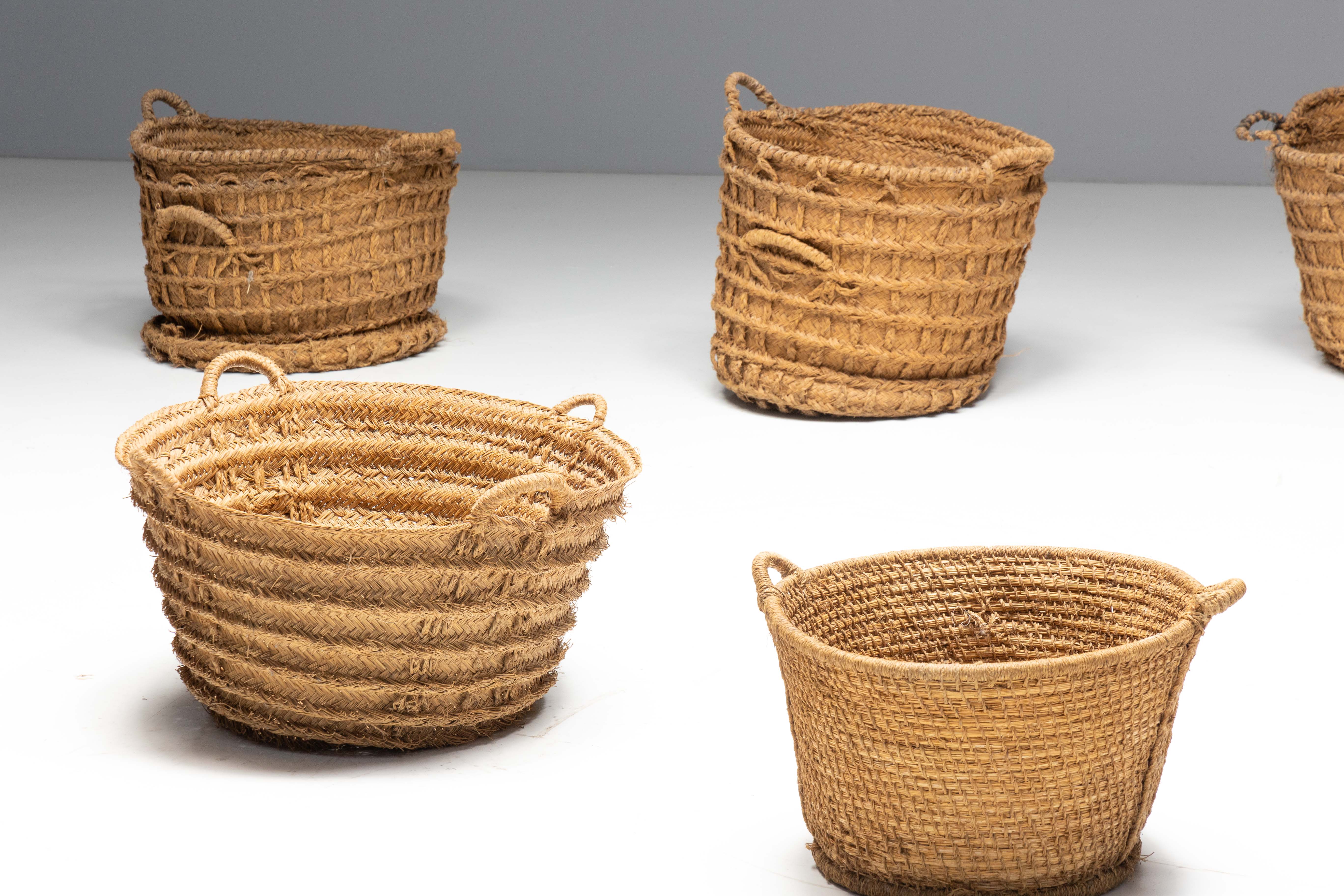 Rustic Handwoven Oversized Baskets, Early 20th Century For Sale at 1stDibs