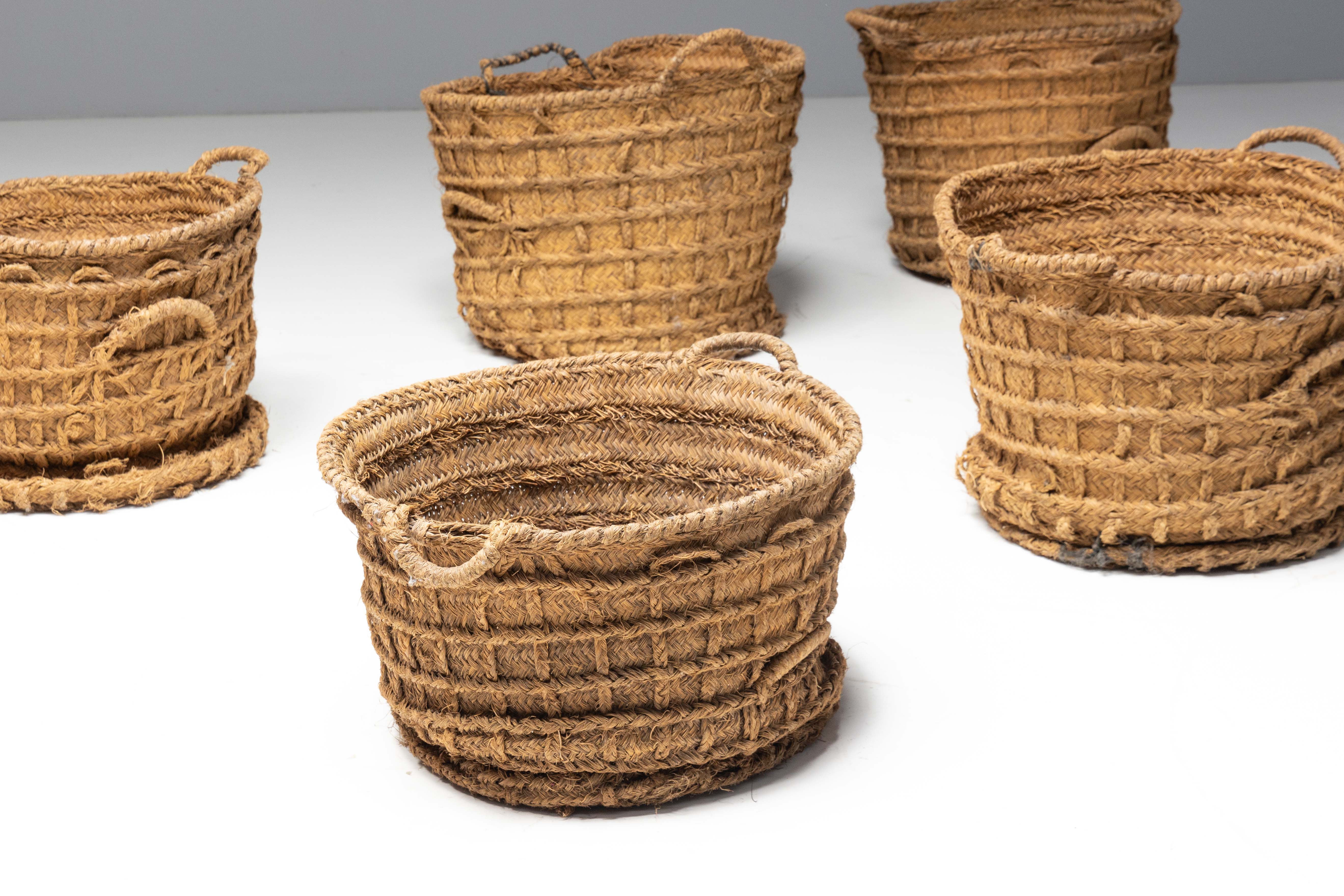 Rustic Handwoven Oversized Baskets, Early 20th Century For Sale at 1stDibs
