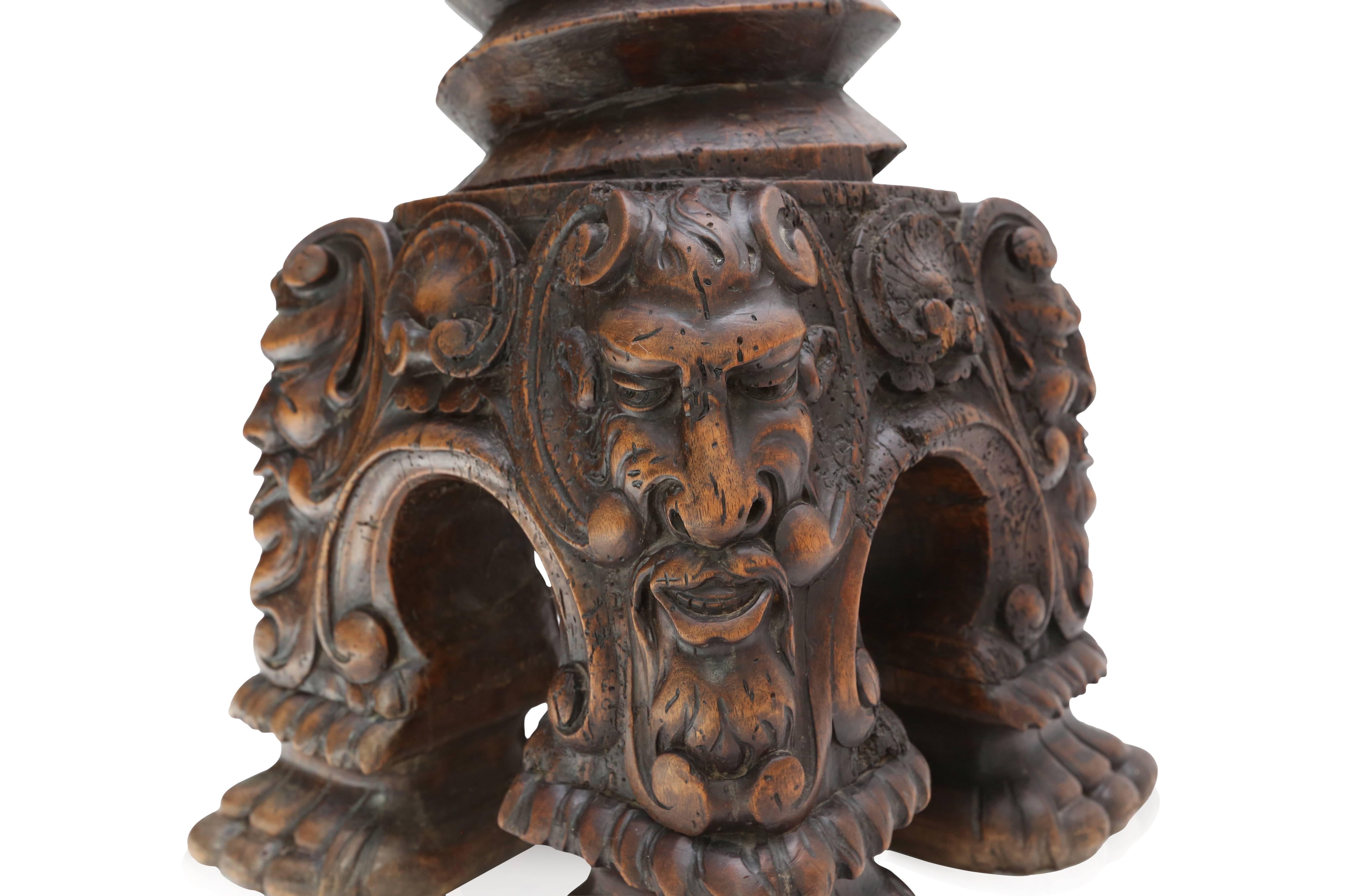 Chestnut 18th Century Hand-Carved Column