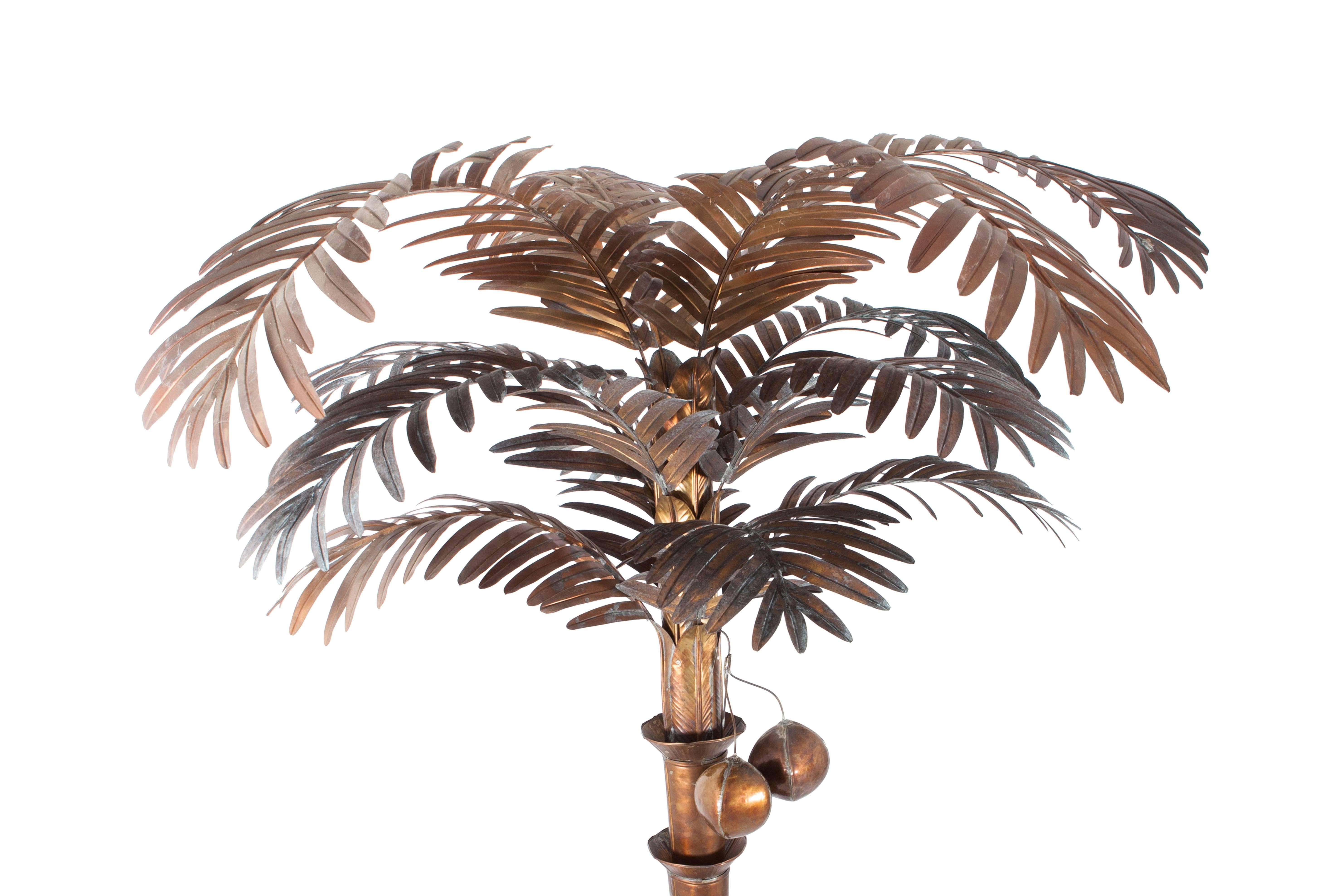 French Brass Palm Tree Floor Lamp