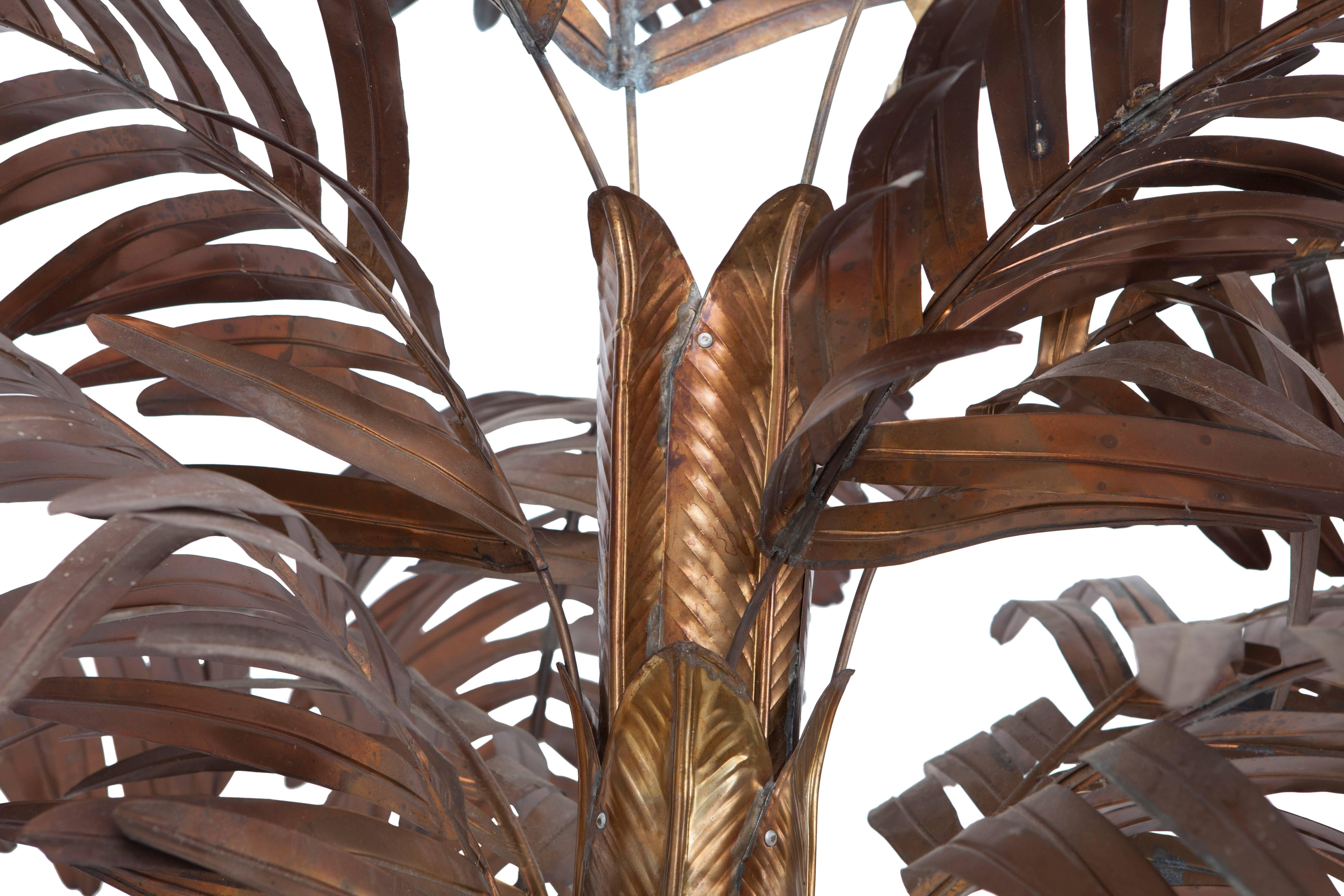 Patinated Brass Palm Tree Floor Lamp