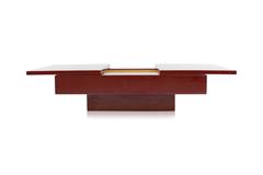 Red Lacquered hidden Bar Coffee Table by Jean Claude Mahey