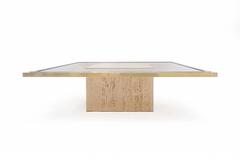 Roger Vanhevel Art Deco brass and travertine Coffee Table 1970s