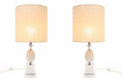 Travertine & chrome pair of lamps, Table lamp, Hollywood Regency, France, 1970's