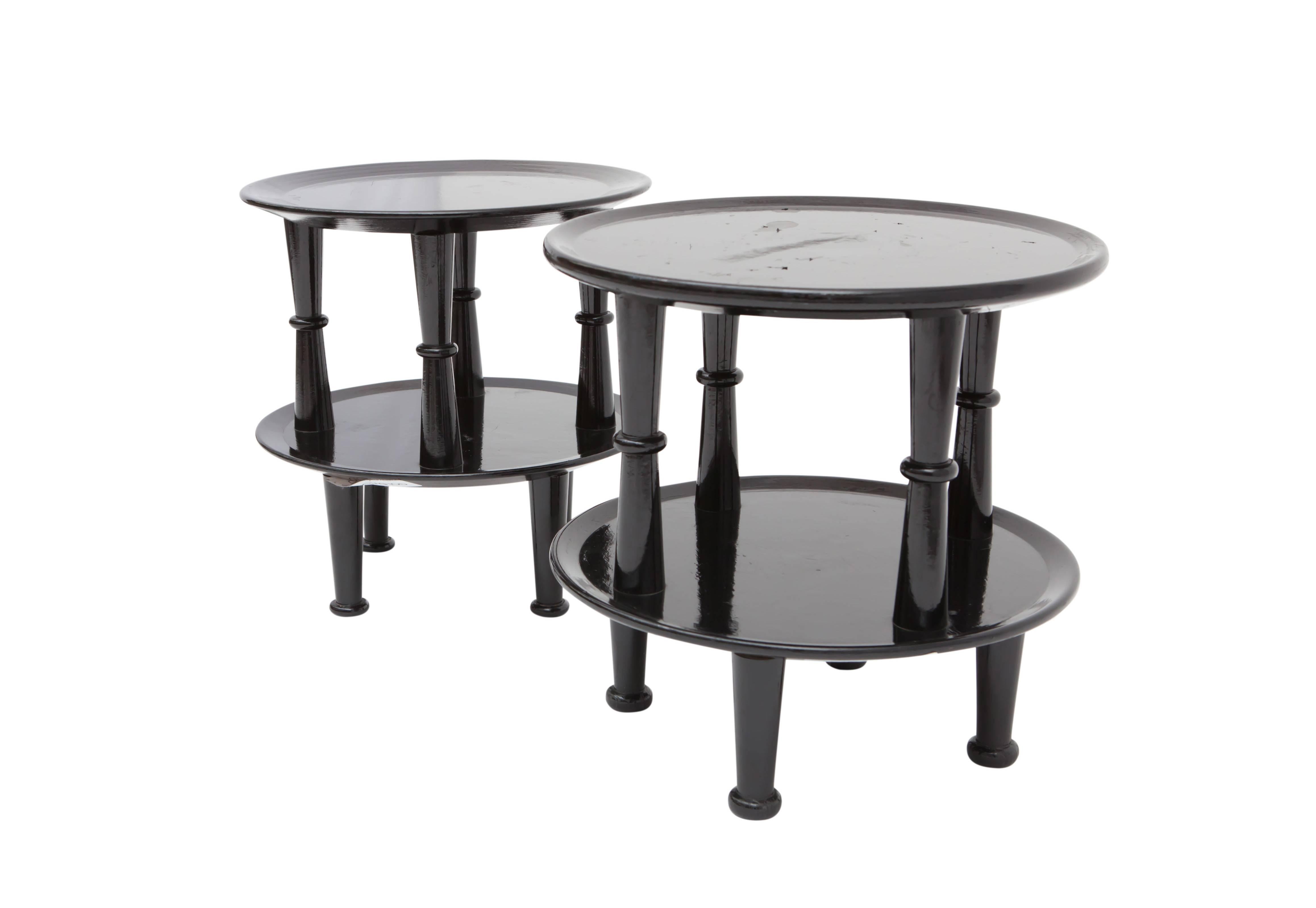 Other Italian Black Lacquered Art Deco Side Tables