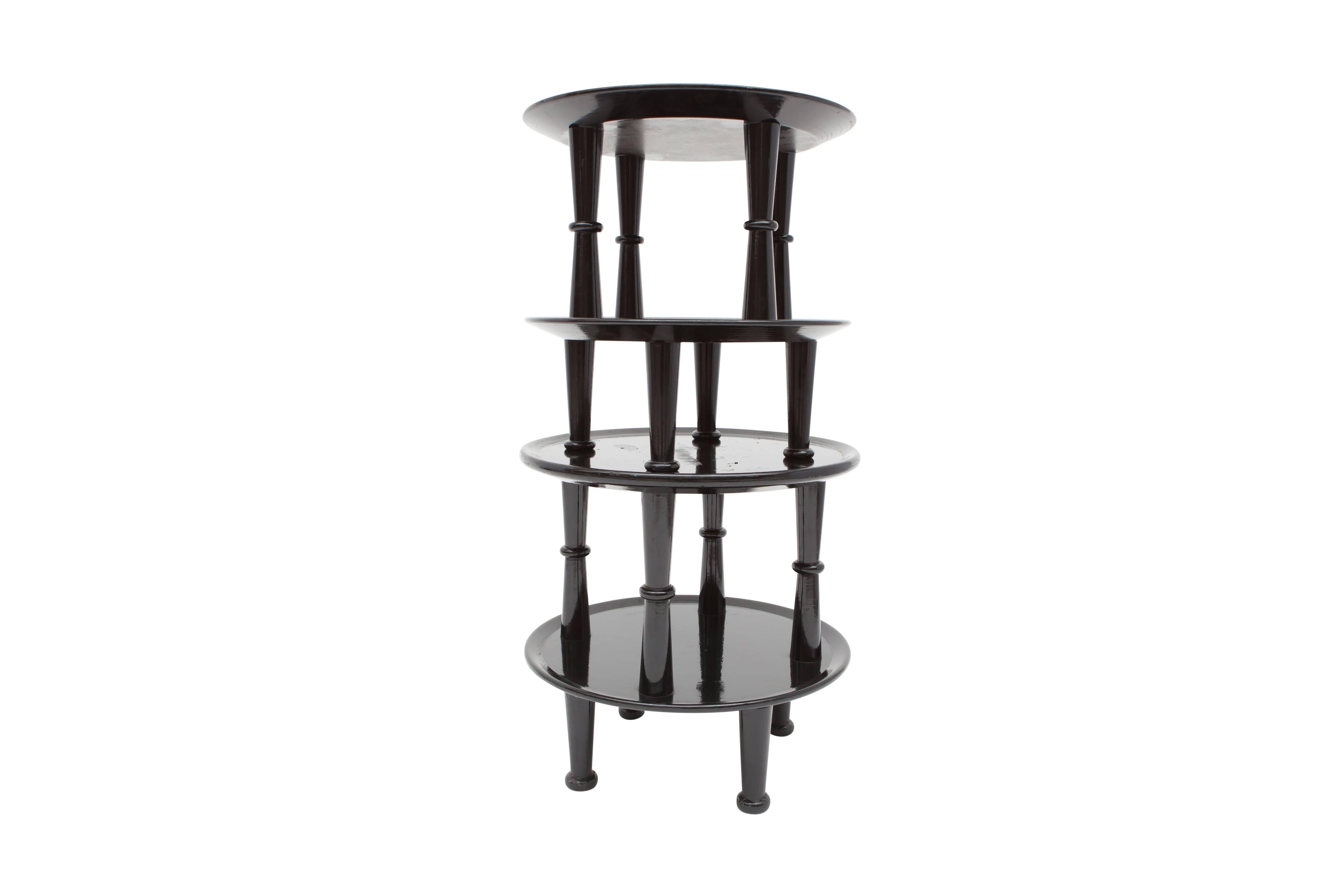 Italian Black Lacquered Art Deco Side Tables 1