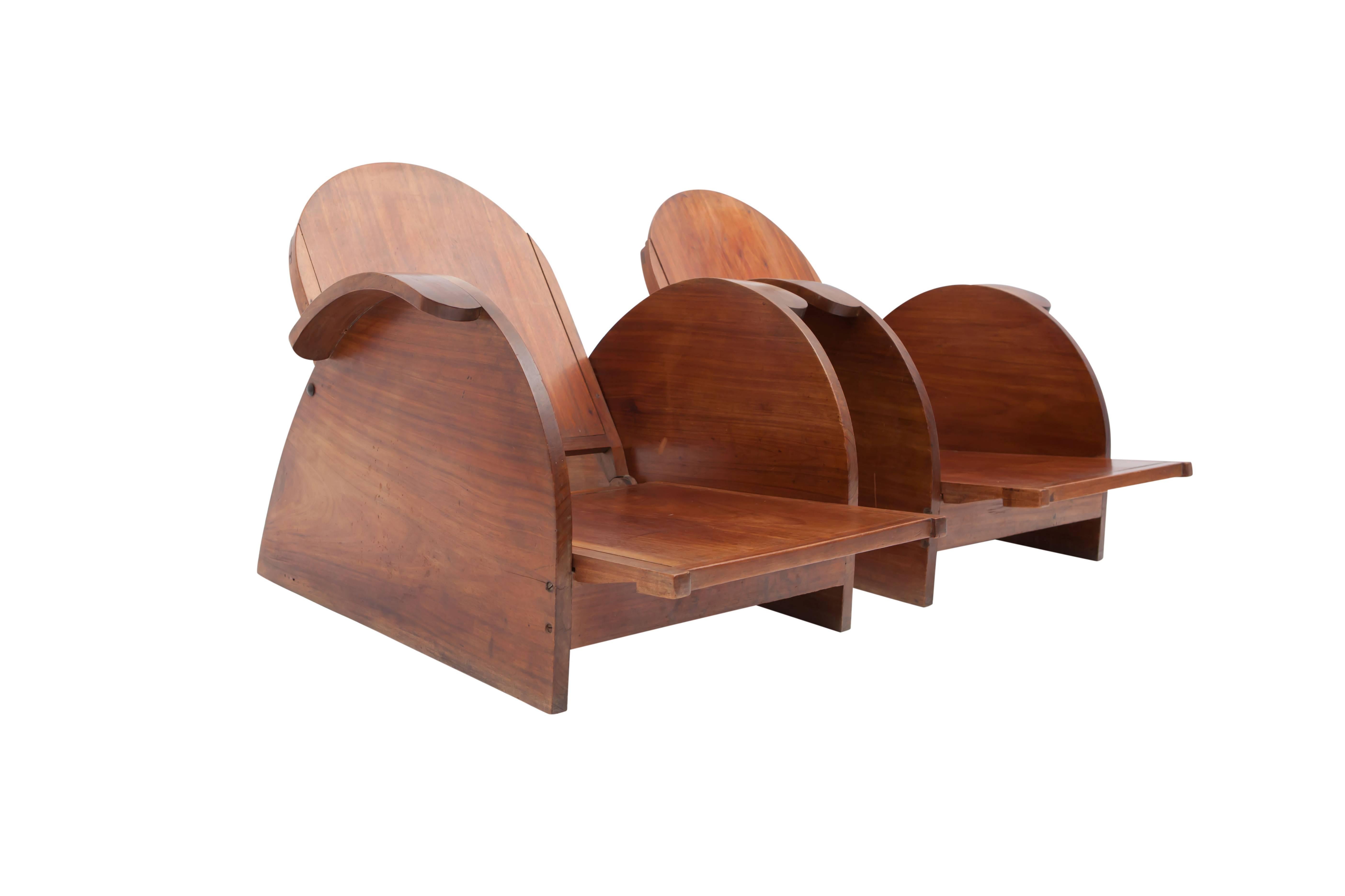 Italian Art Deco Mahogany Lounge Chairs 1950s