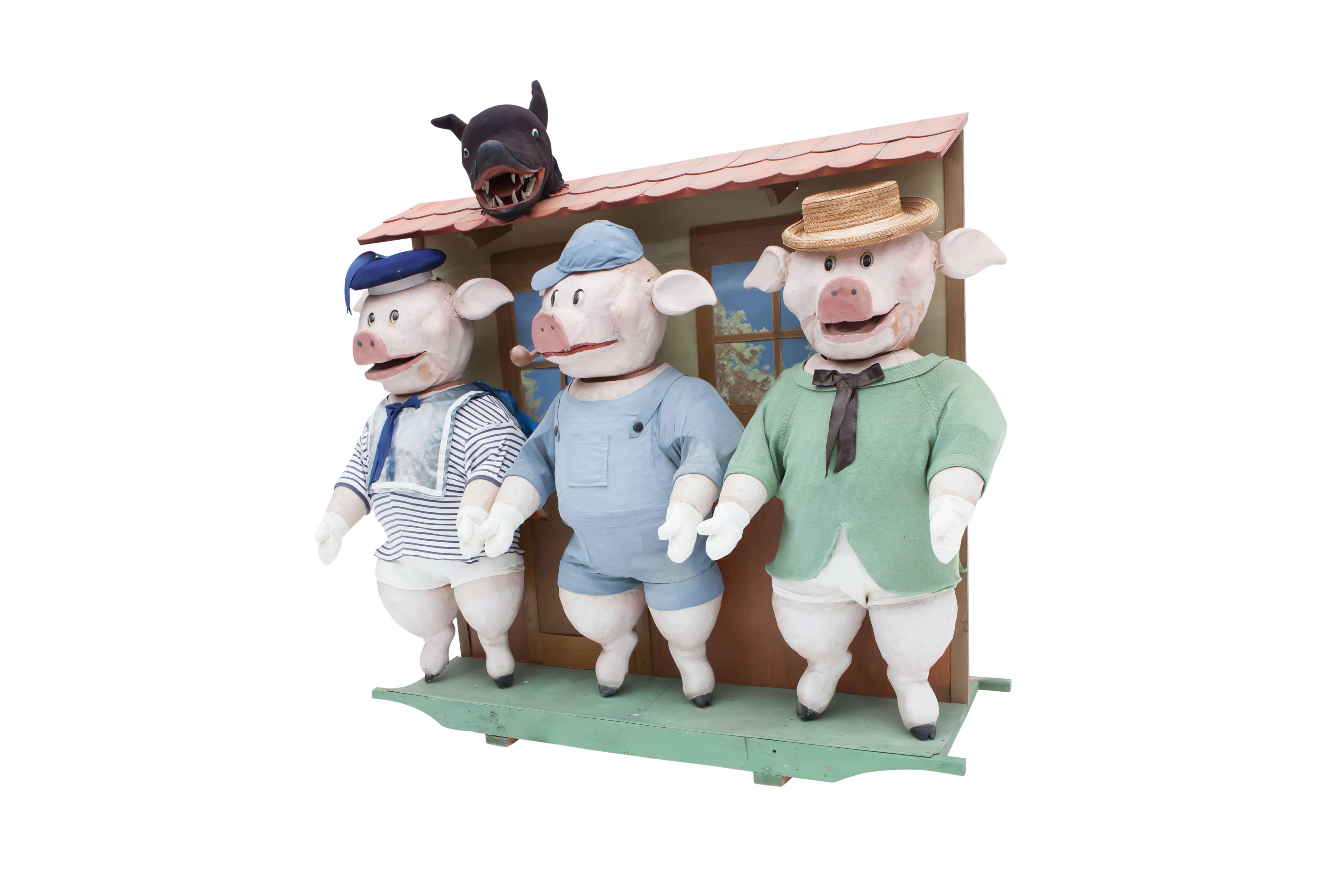 Italian Decorative puppetry displaying Joseph Jacobs fable Three Little Pigs 1930