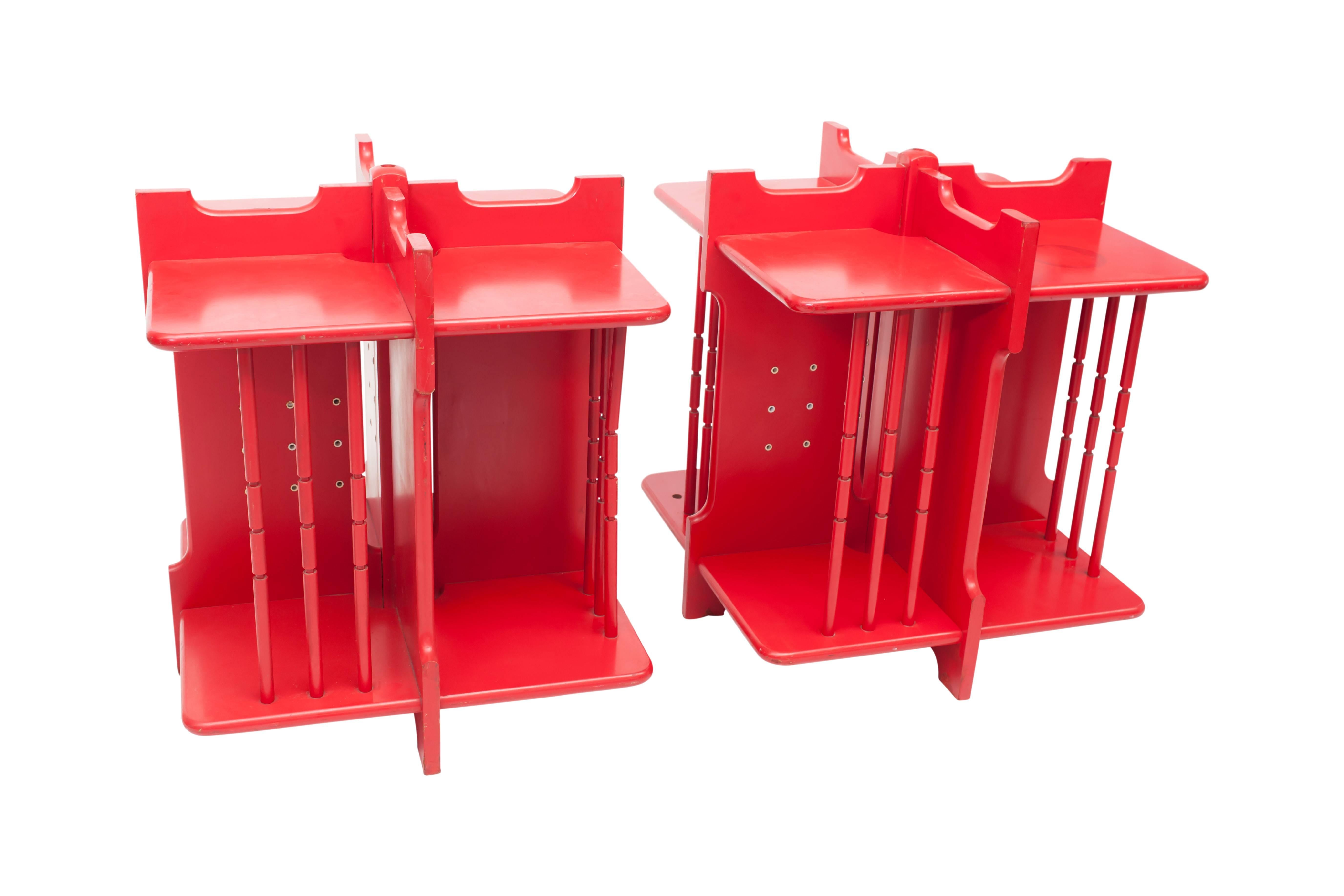 Modern Mid-century modern Red pair of Side Tables