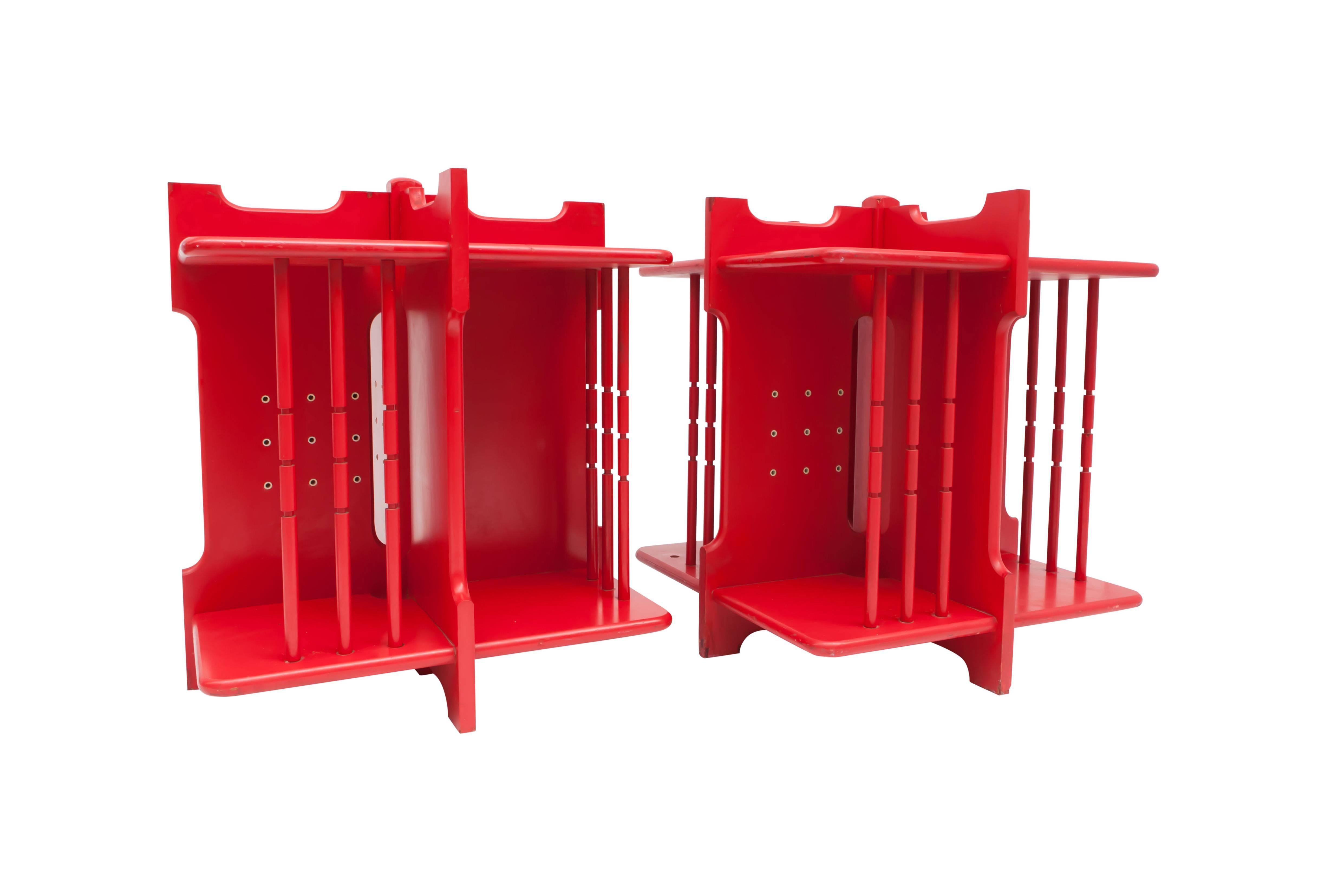 Mid-century modern Red pair of Side Tables 1