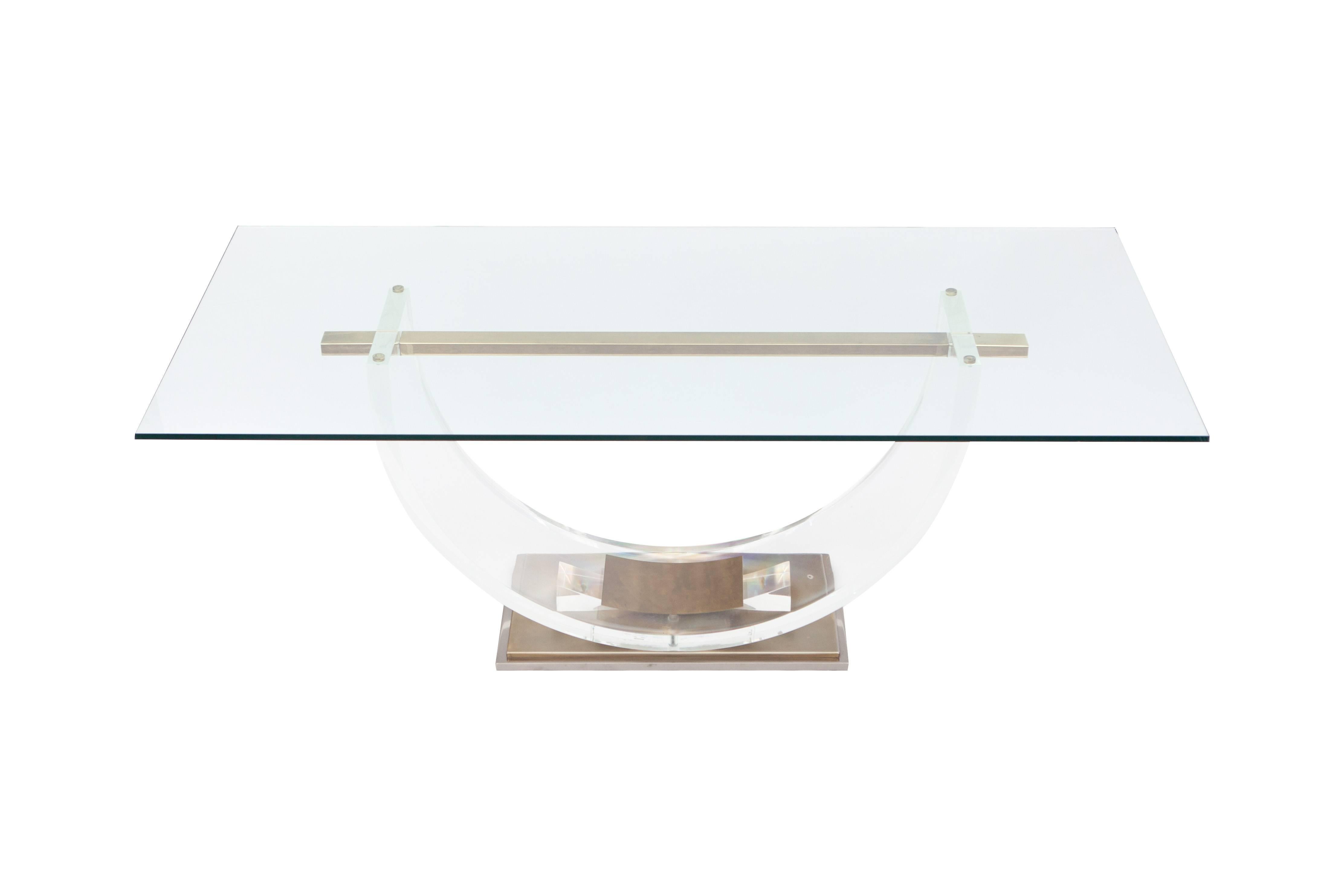 French Lucite and Glass Dinning Table by Charles Hollis Jones