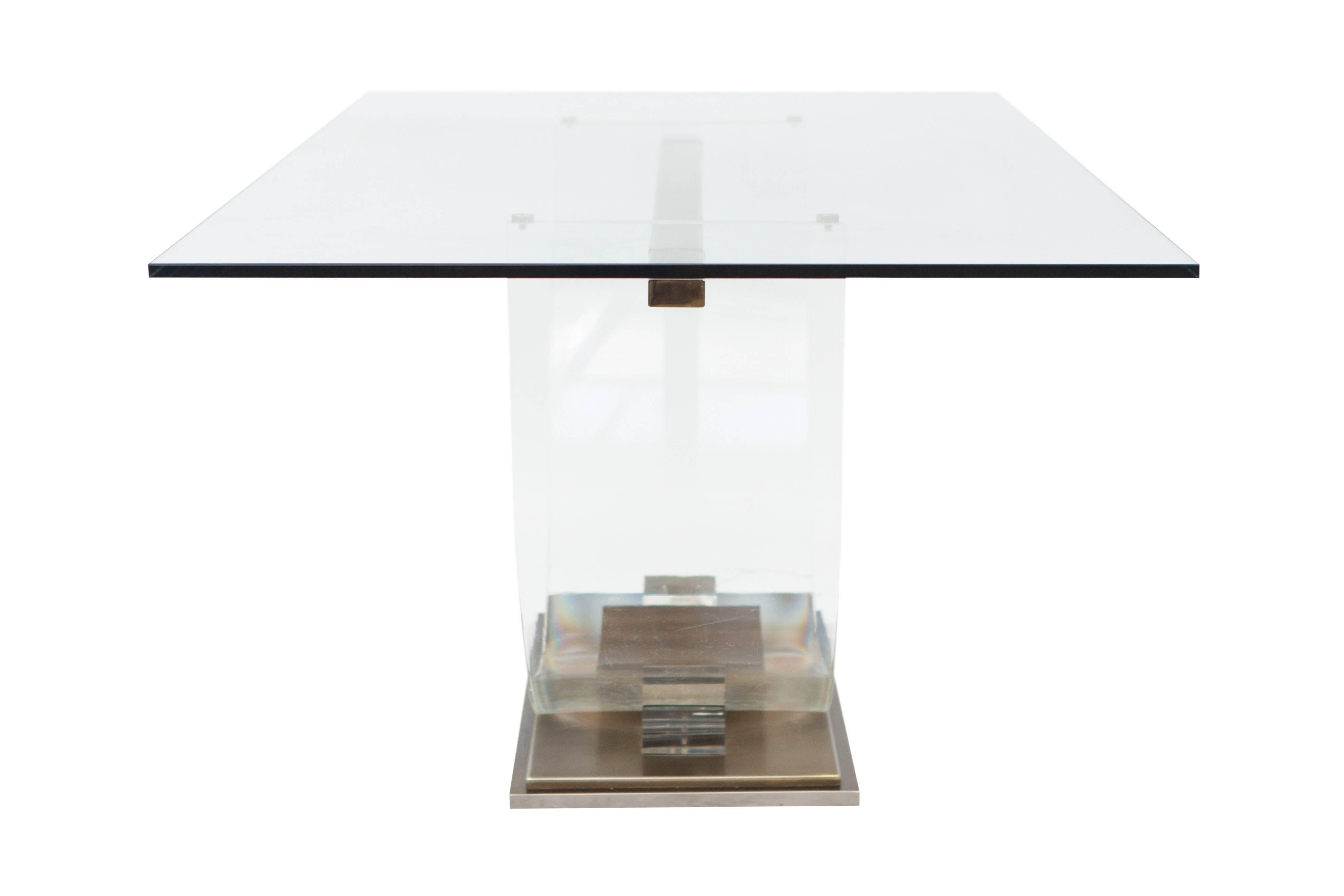 Lucite and Glass Dinning Table by Charles Hollis Jones In Excellent Condition In Antwerp, BE