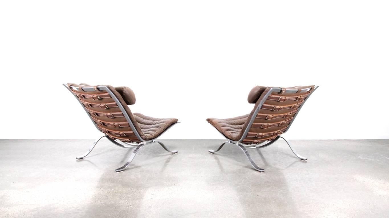 Danish Pair of Ari Lounge Chairs by Arne Norell