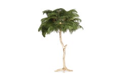 Golden Feathered Tree Lamp Green