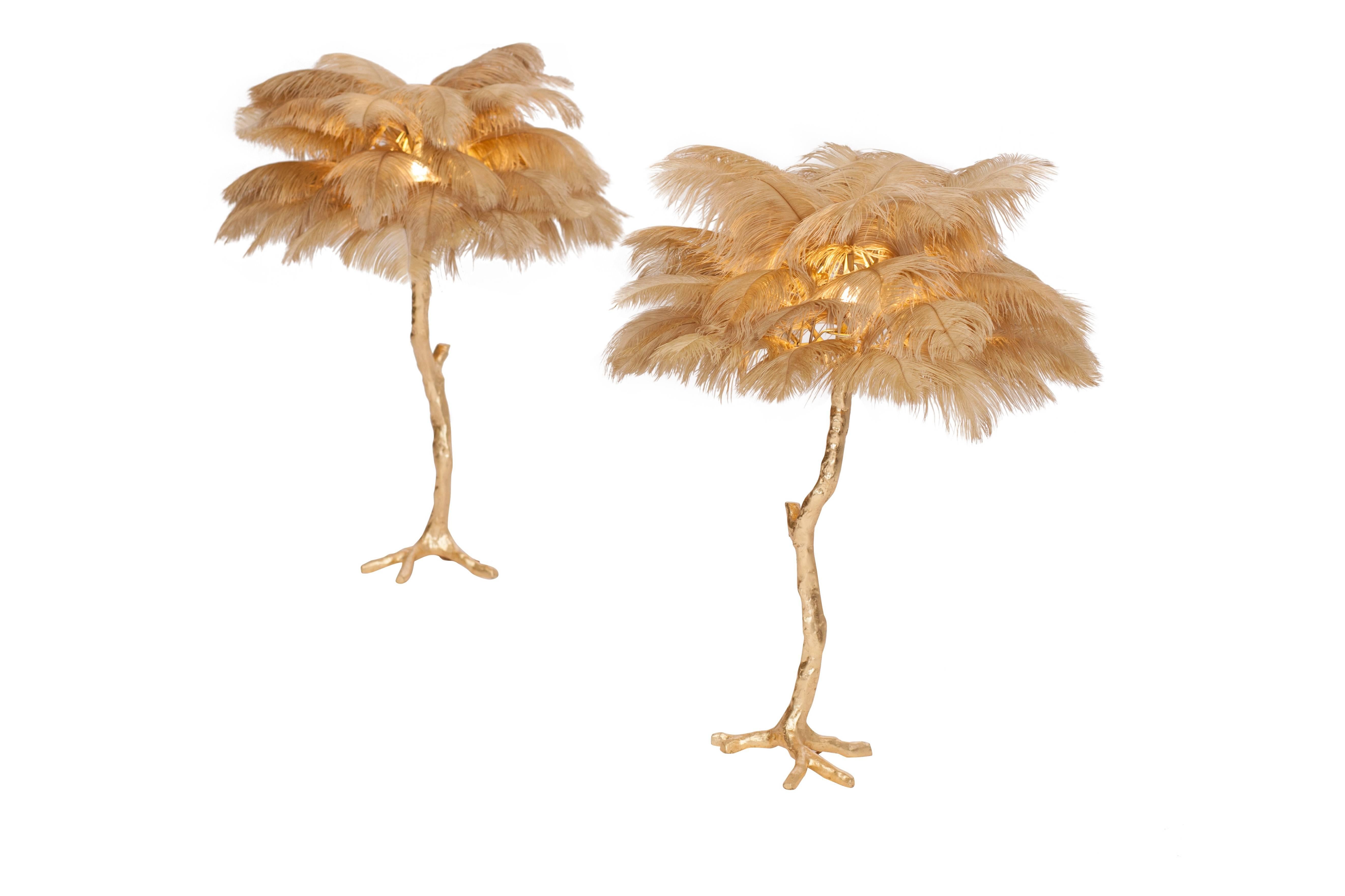 Golden Feathered Tree Lamp Gold In Excellent Condition In Antwerp, BE
