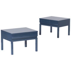 Veranneman Petrol Blue Lacquered Bed Side Tables