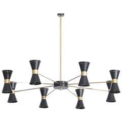 Large Italian Chandelier with Eight Arms and Adjustable Shades