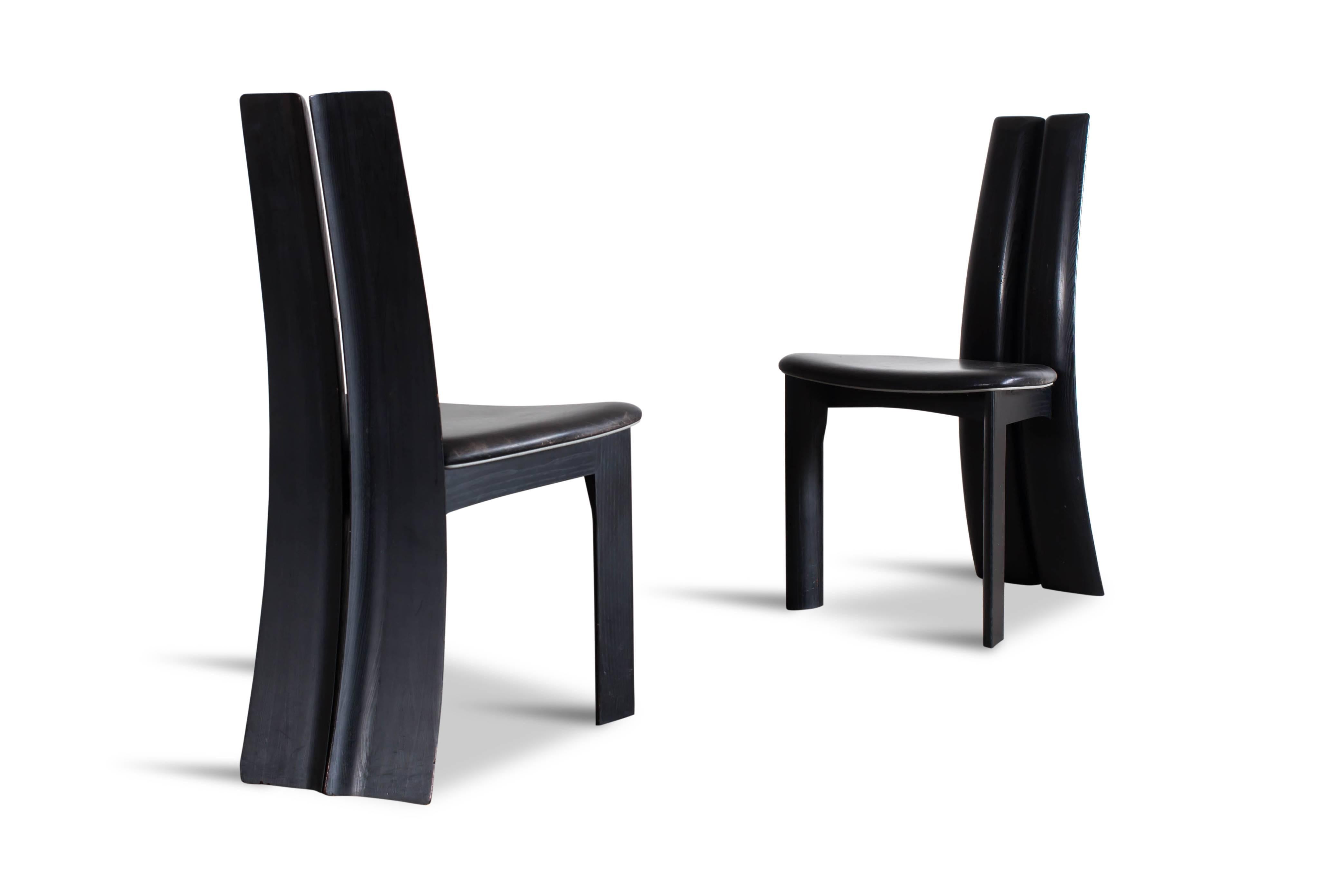 Mid-Century Modern Mid-century modern sculptural ebonized dining chairs, set of eight