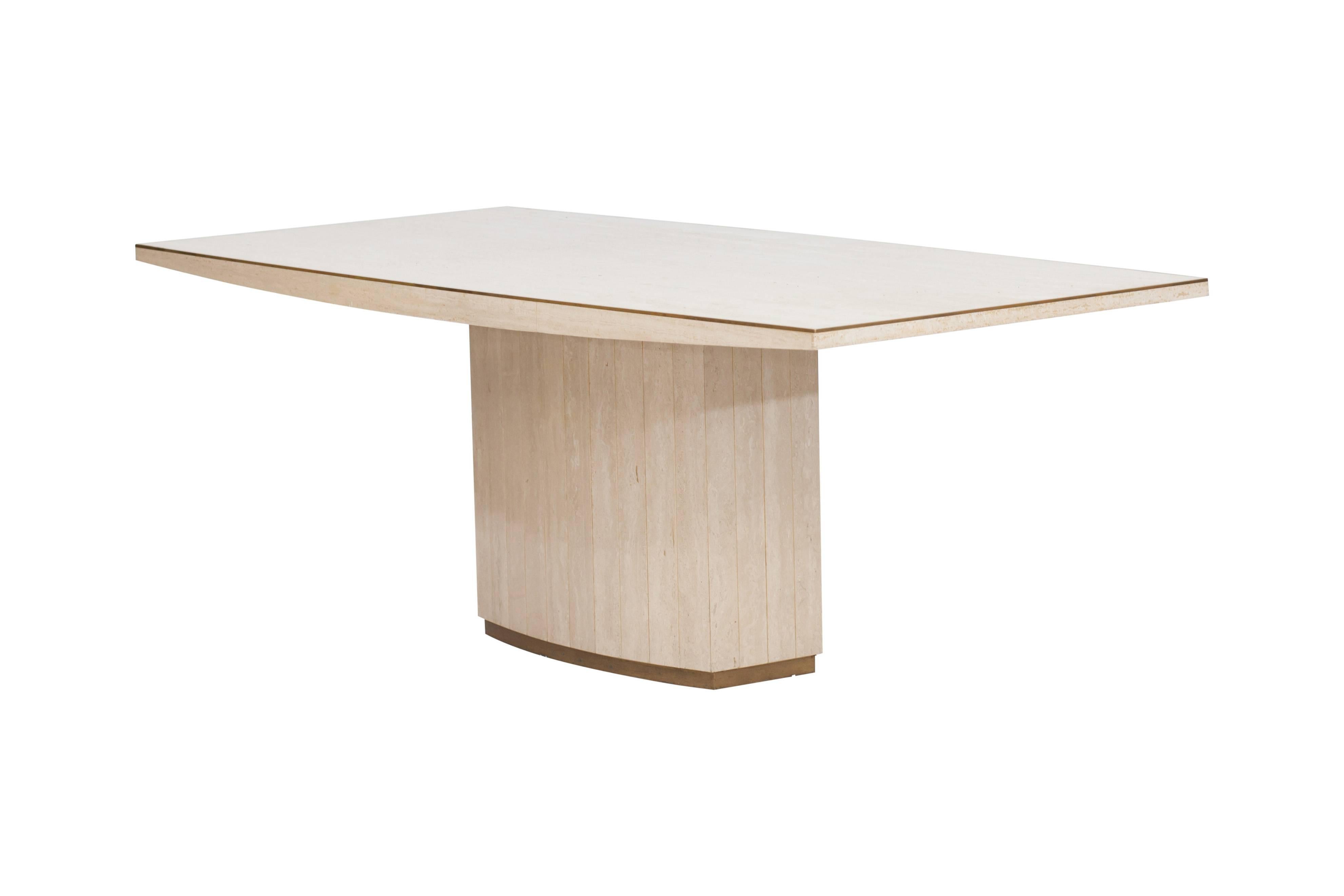 French Willy Rizzo Travertine Dining Table