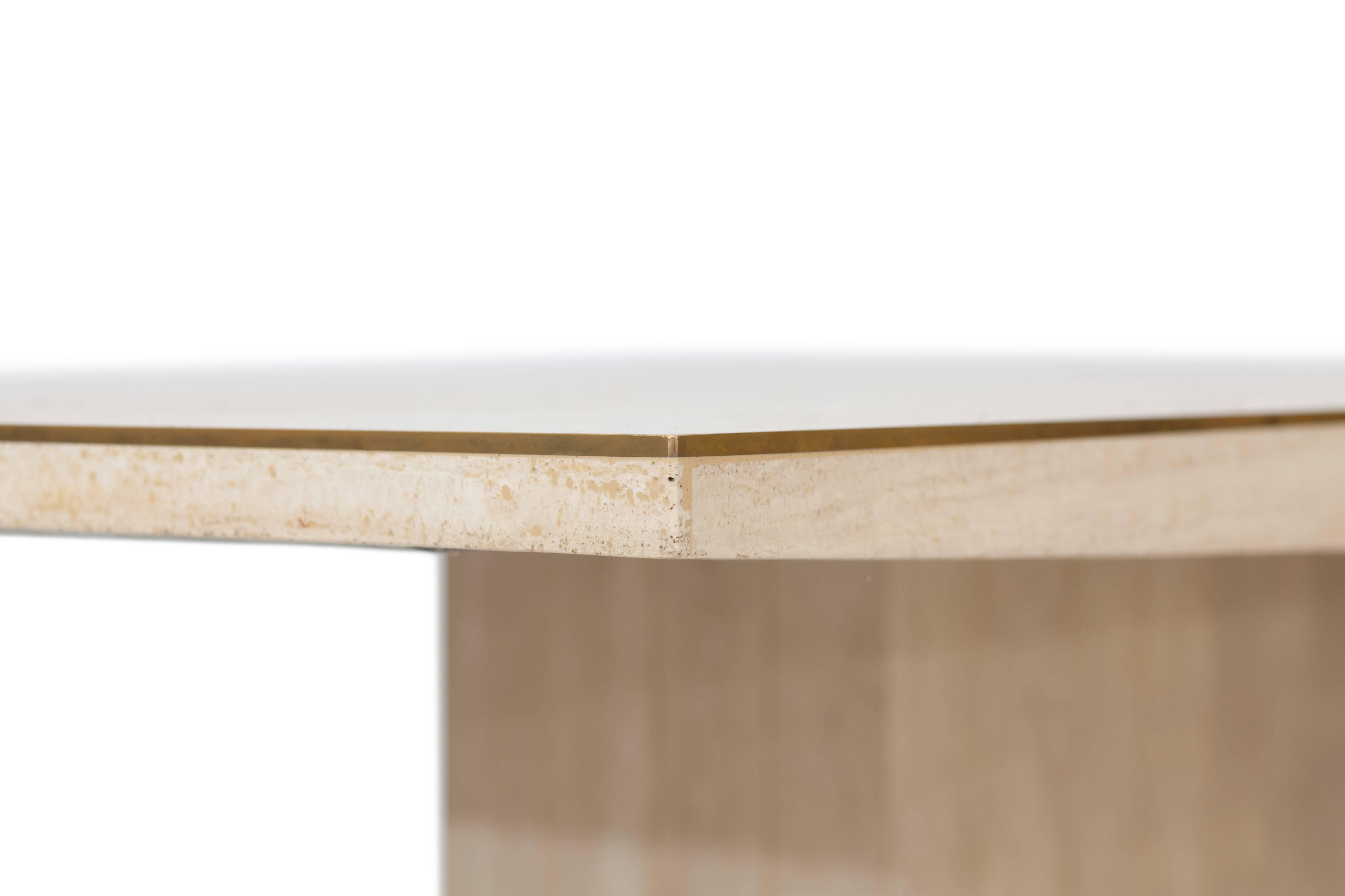 Late 20th Century Willy Rizzo Travertine Dining Table