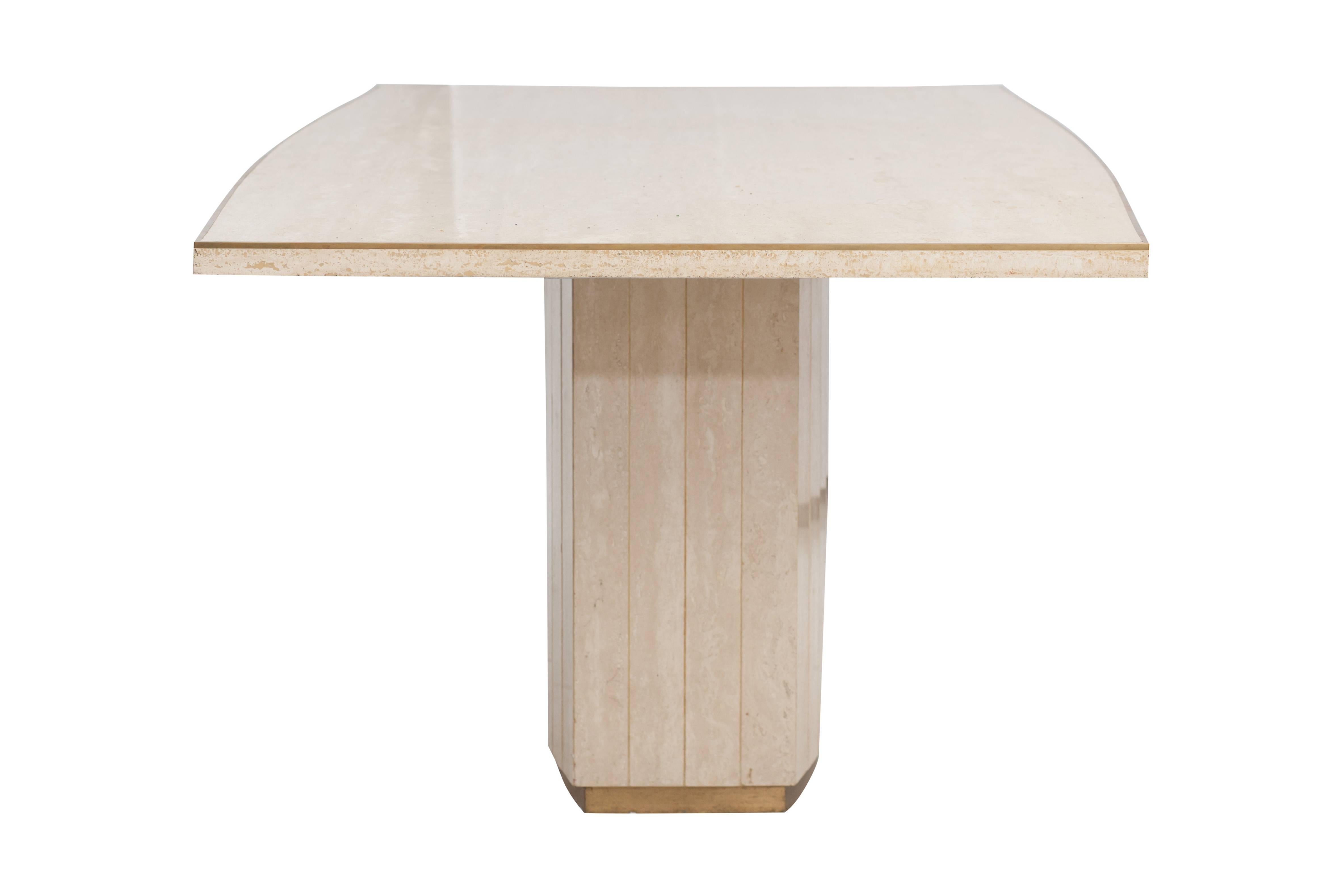 Brass Willy Rizzo Travertine Dining Table