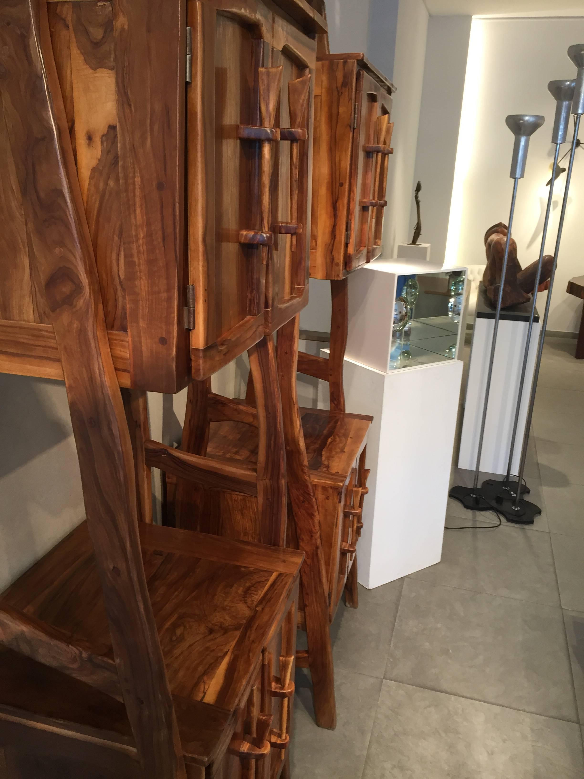 Pair of Outstanding 1960s Solid Olive Wood Cabinets In Excellent Condition For Sale In Brussels, BE