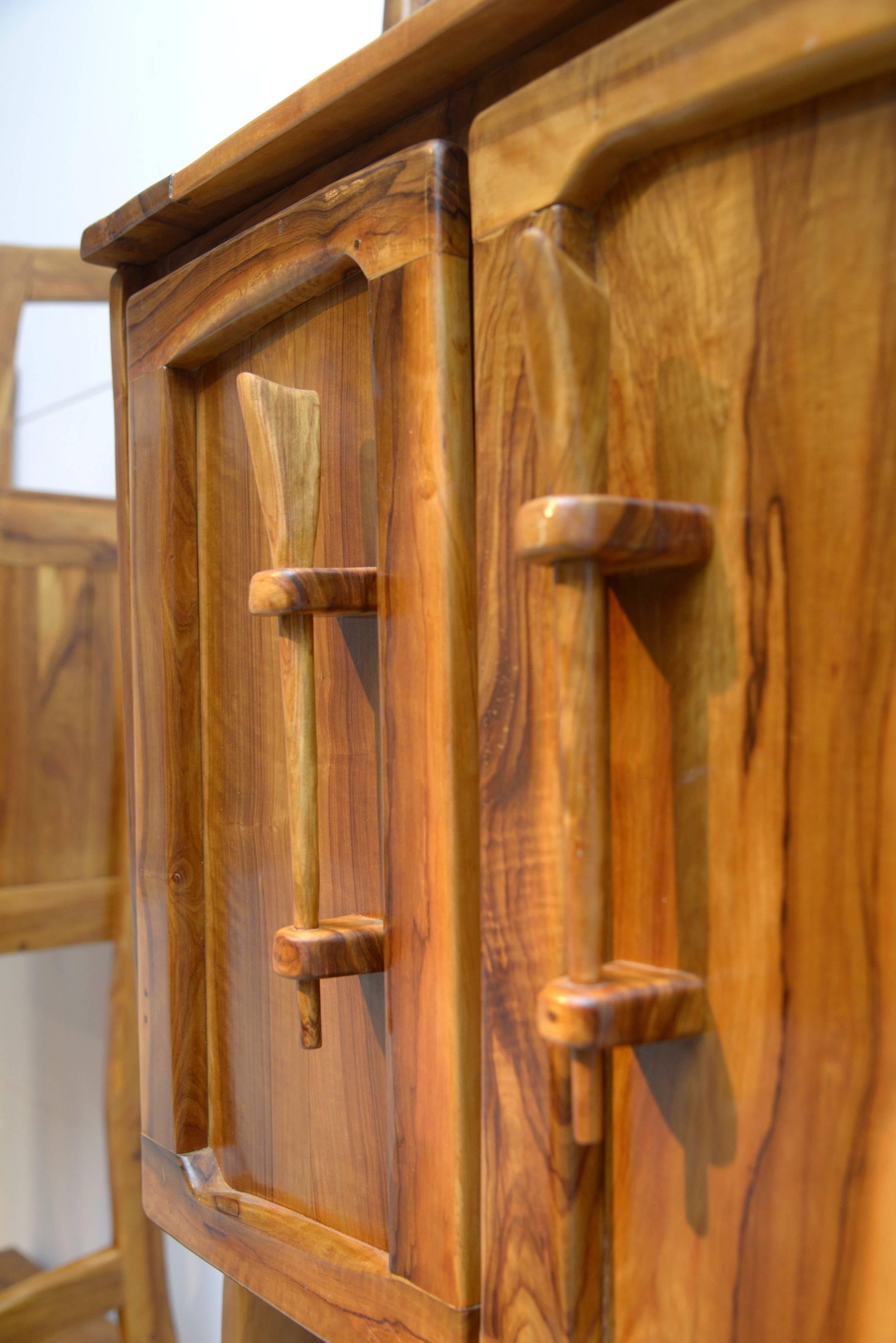 20th Century Pair of Outstanding 1960s Solid Olive Wood Cabinets For Sale