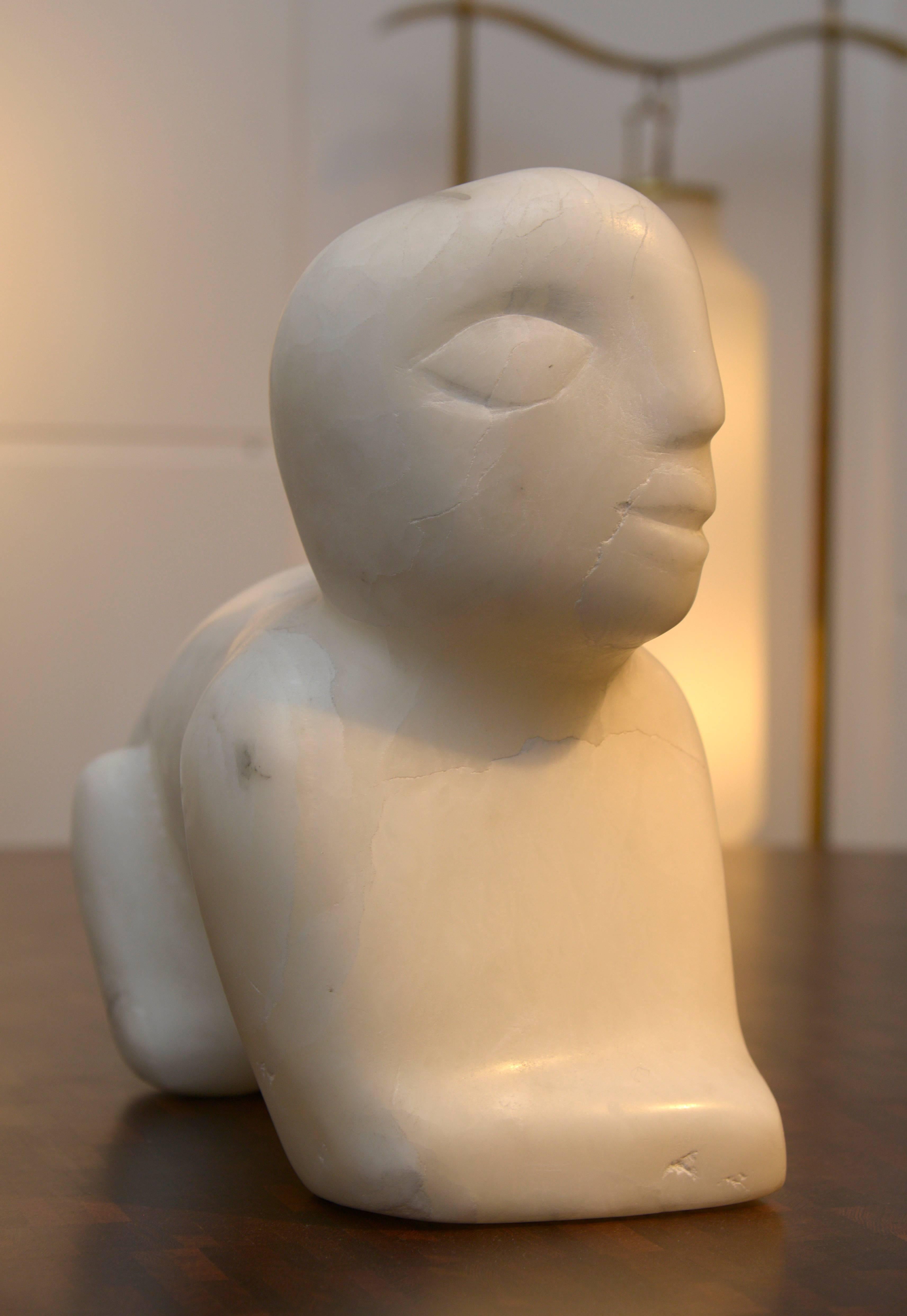Alabaster sculpture by Achiam ( Ahiam Shoshany 1916-2005)
Baby on all fours
Unique piece.